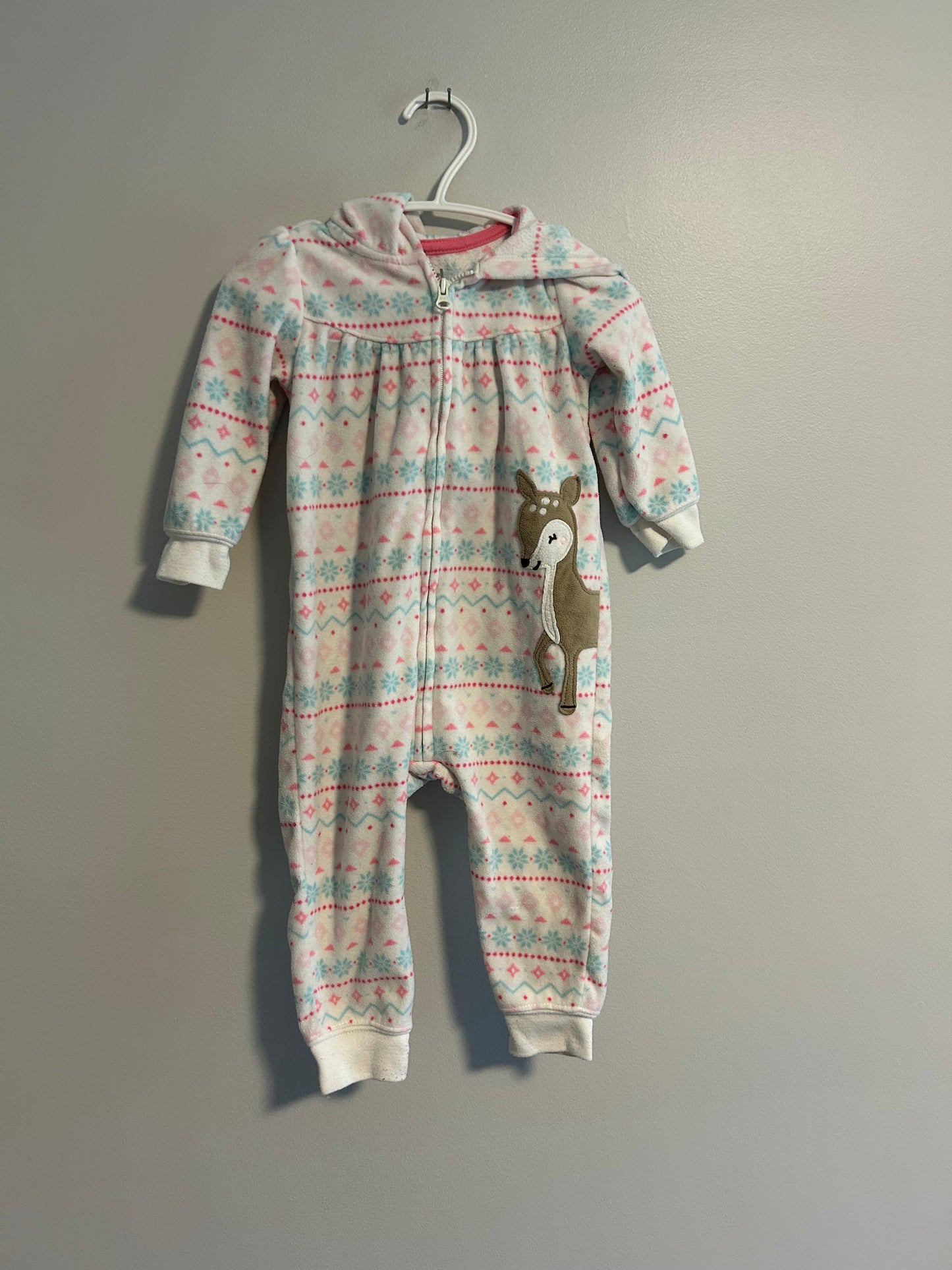 Carters 12m pink & blue Aztec fleece sweater romper