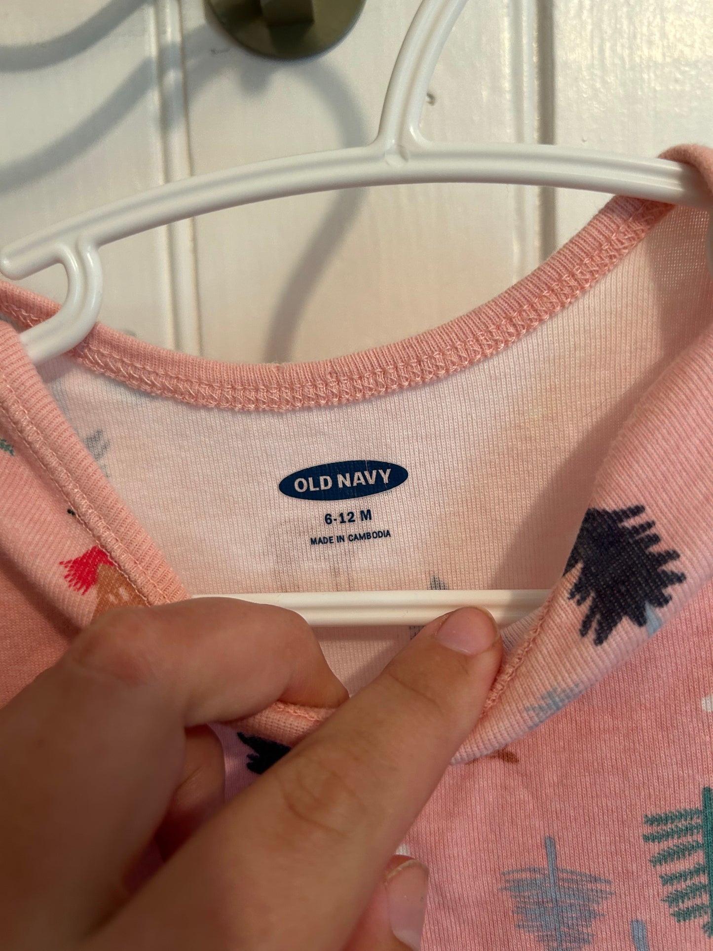 Old navy 6/12m pink woodland deer romper