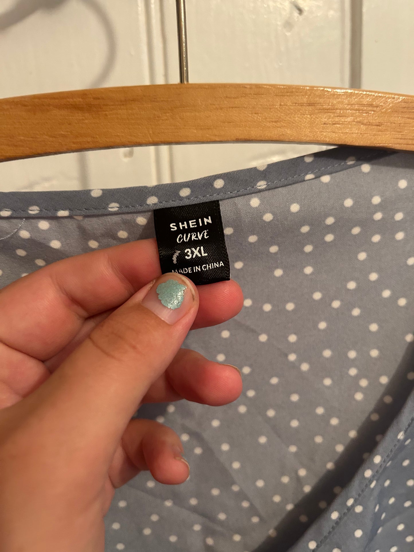 Shein 3x blue polka dot peplum top