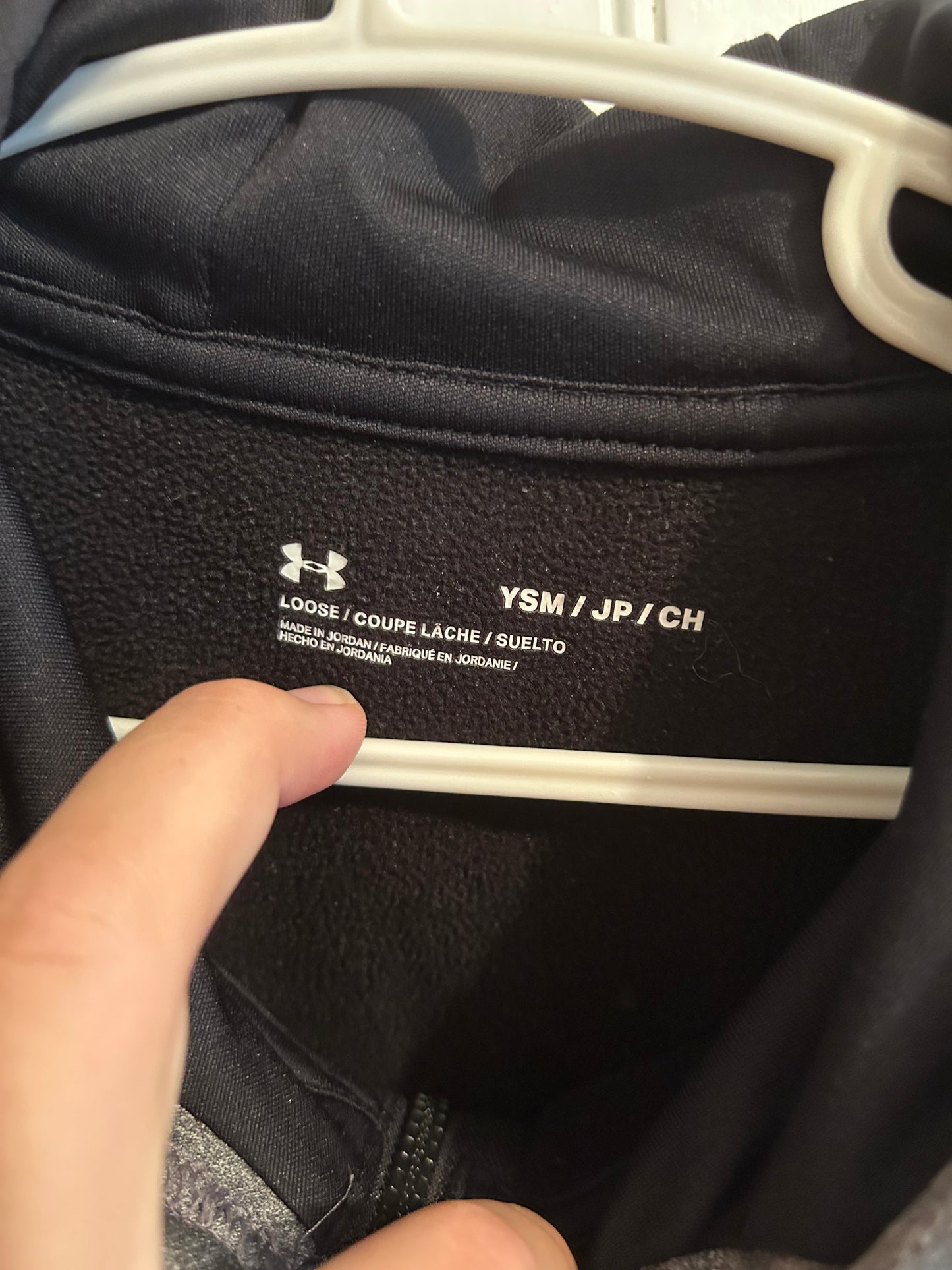 Under armour girls small black & grey zip up hoodie