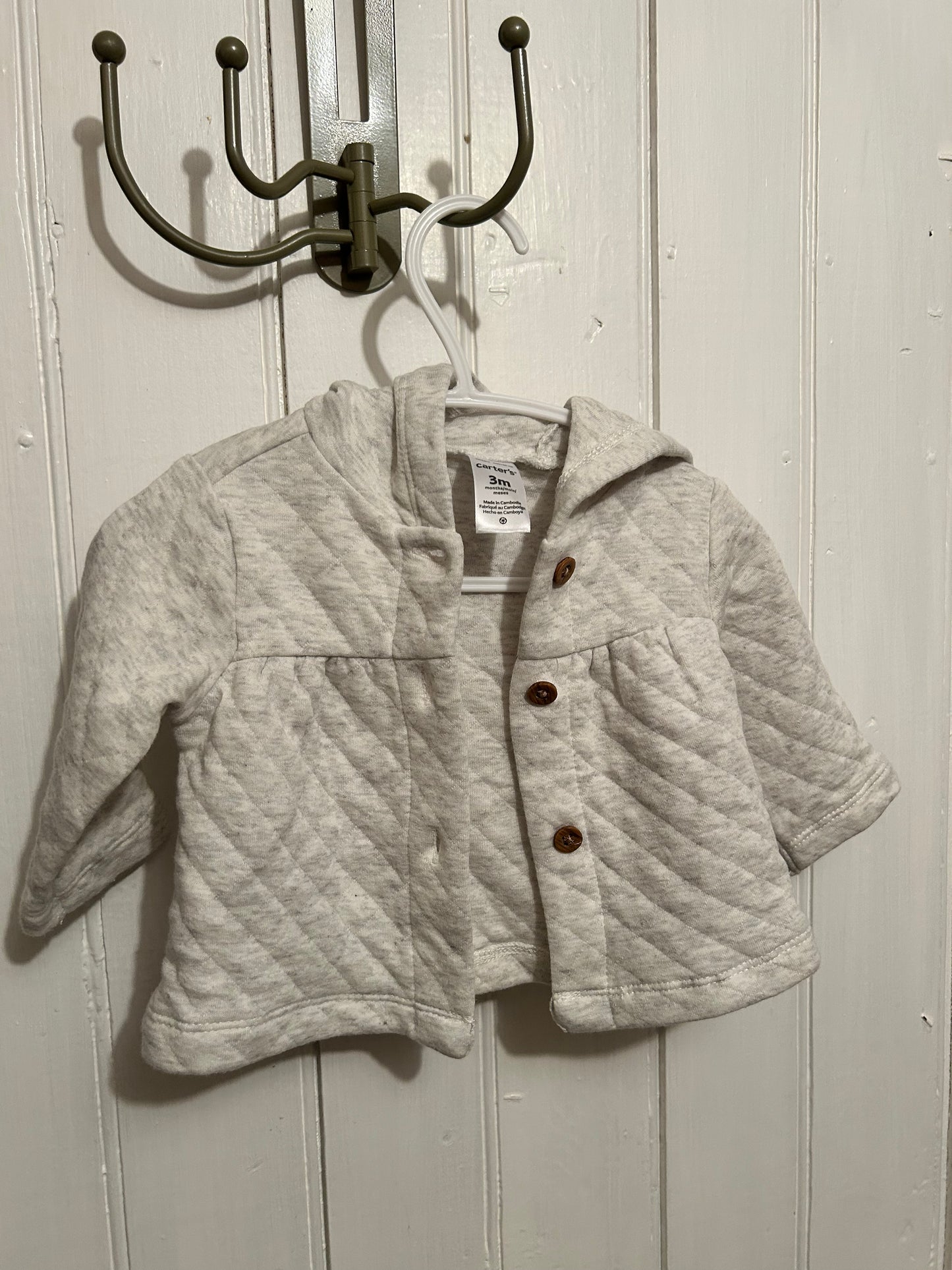 Carters 3m grey quilted cardigan