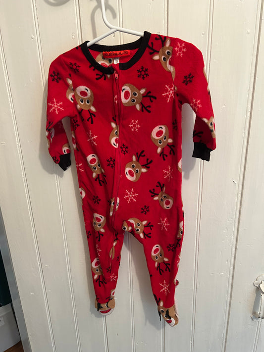 Fam jams 12/18m red reindeer fleece sleeper