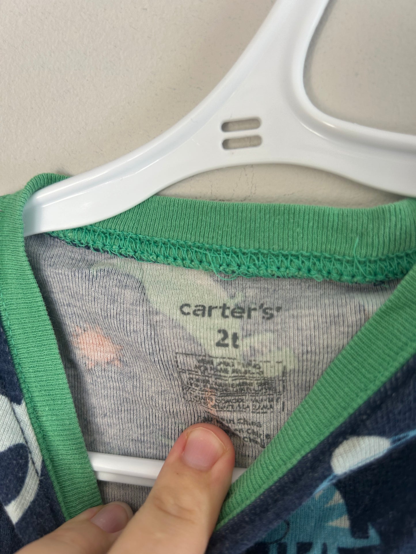 Carters 2t green & blue Dino sleep set