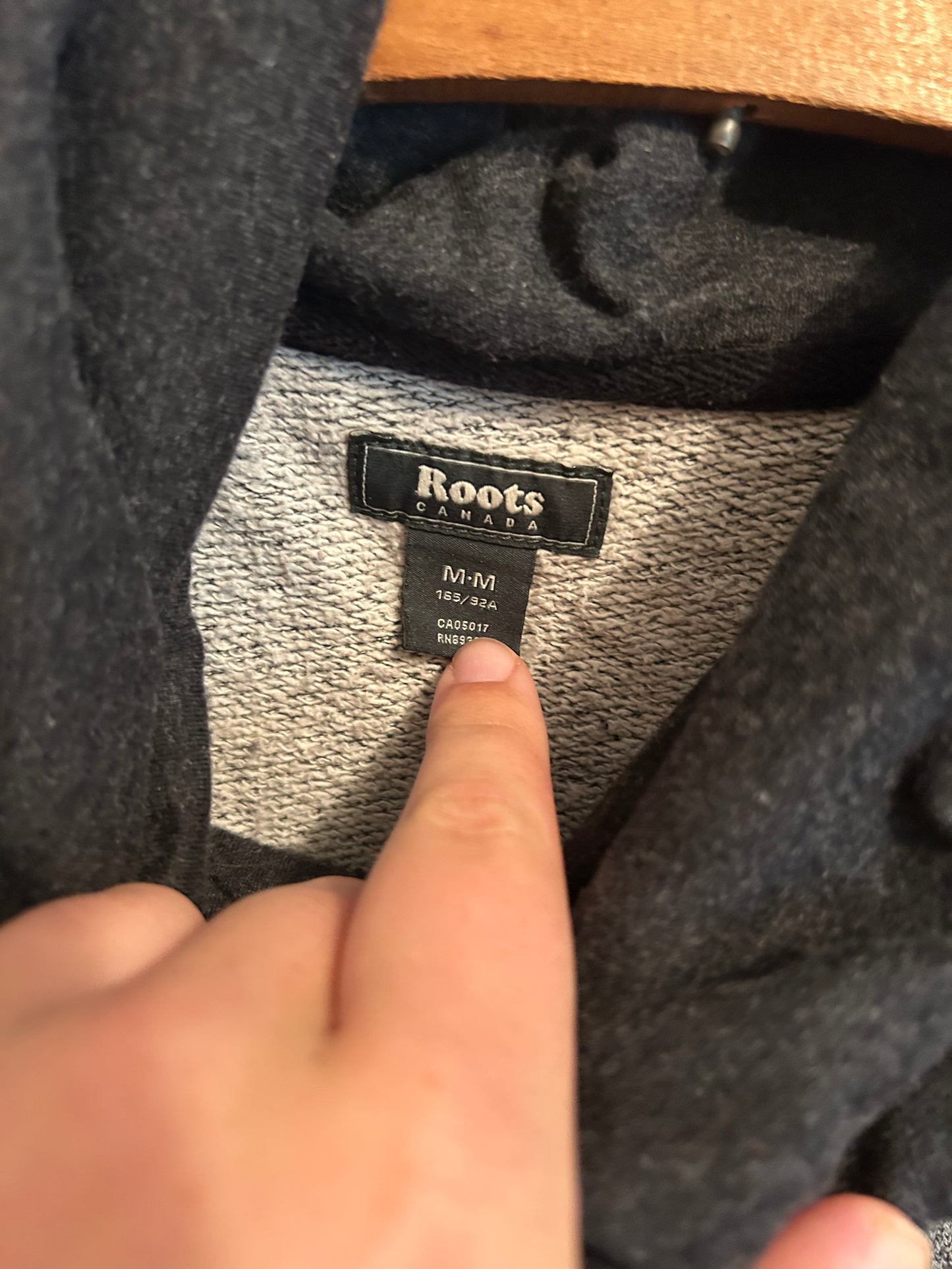 Roots medium grey & black cowl neck hoodie