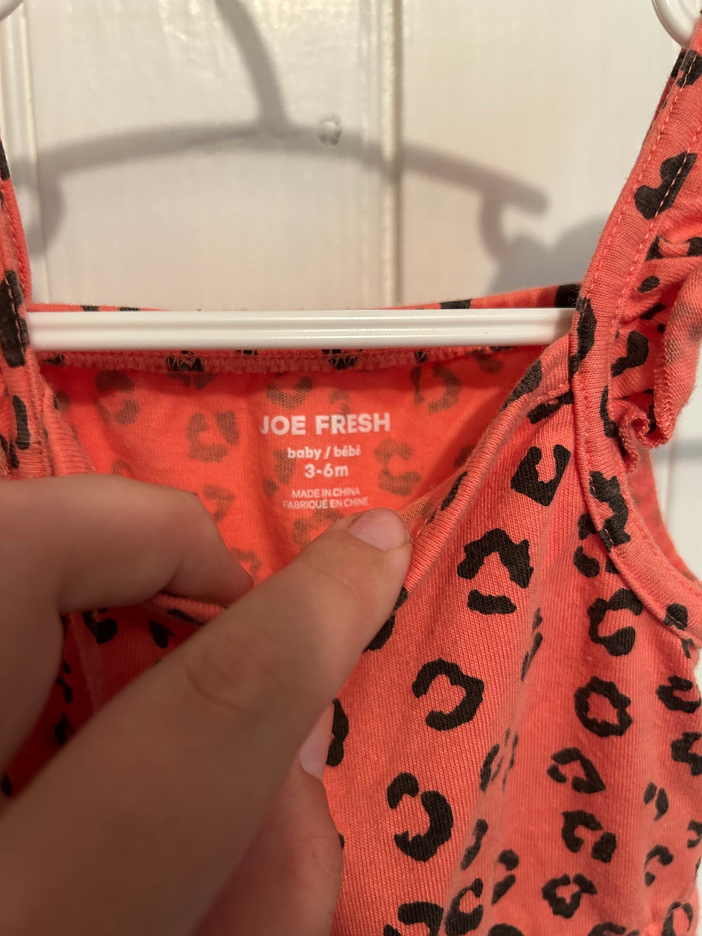 Joe fresh 3/6m pink cheetah romper