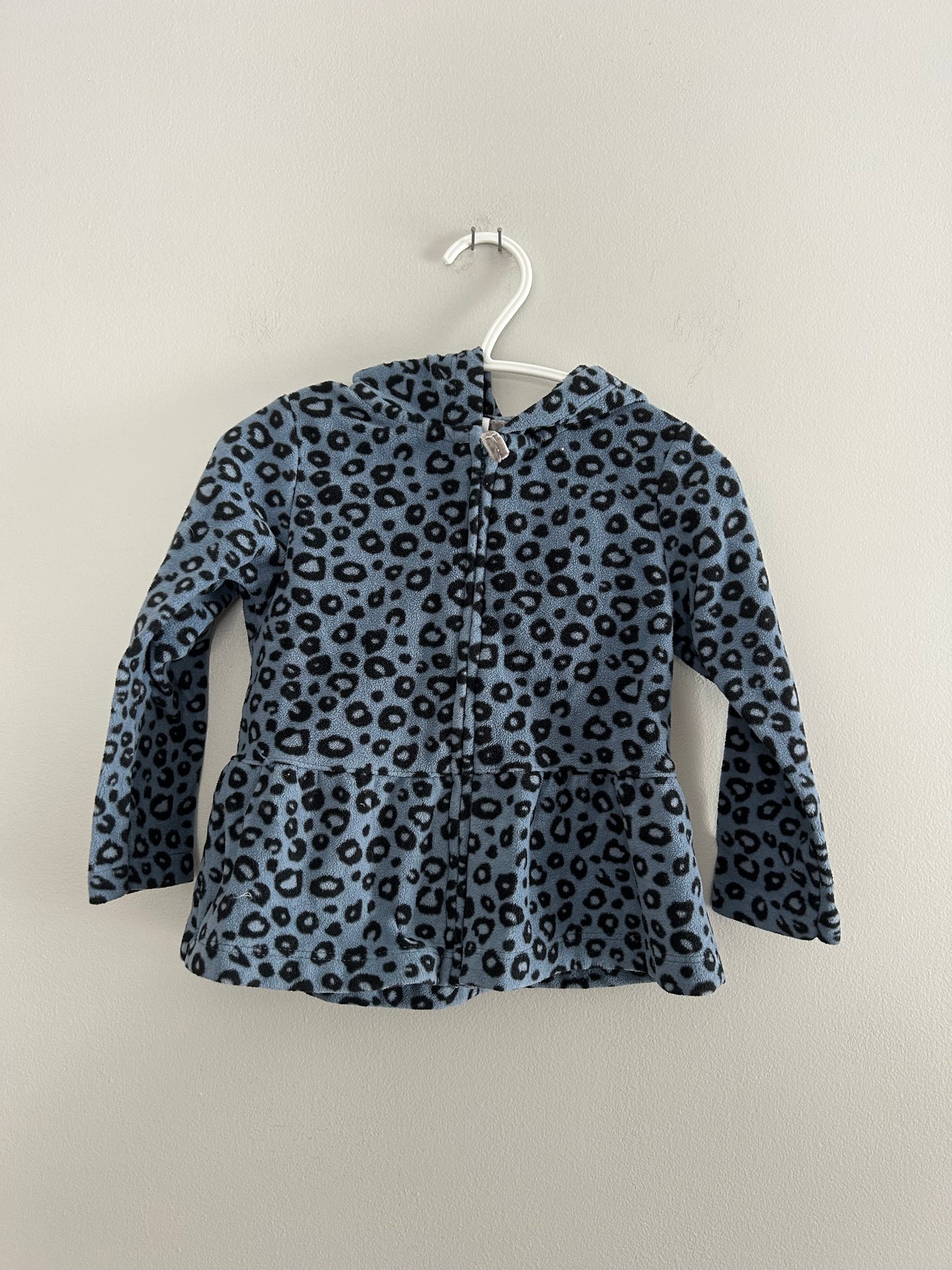Carters 24m blue & black cheetah fleece hoodie