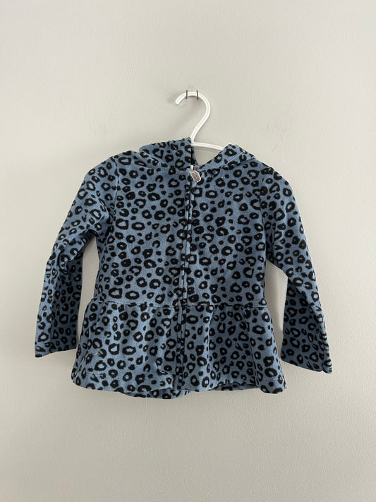 Carters 24m blue & black cheetah fleece hoodie