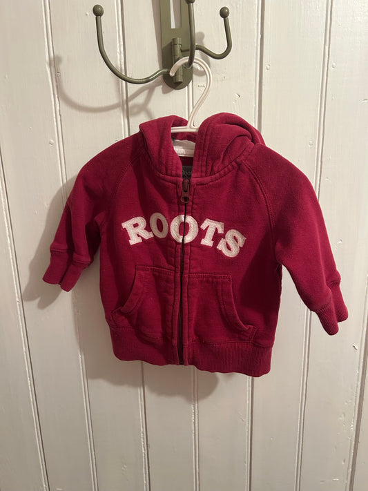 Roots 3/6m pink zip up hoodie