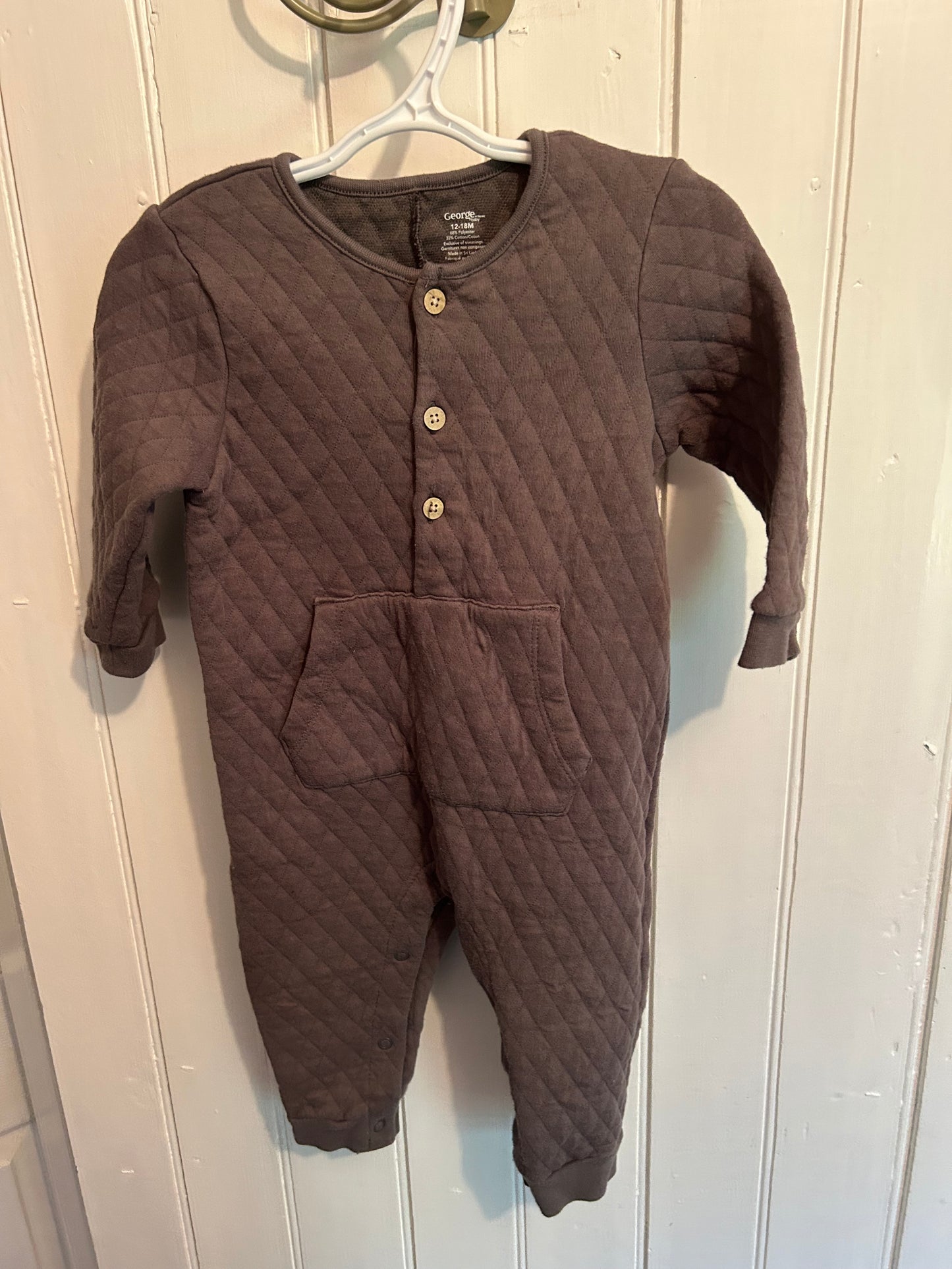 George 12/18m grey quilted romper
