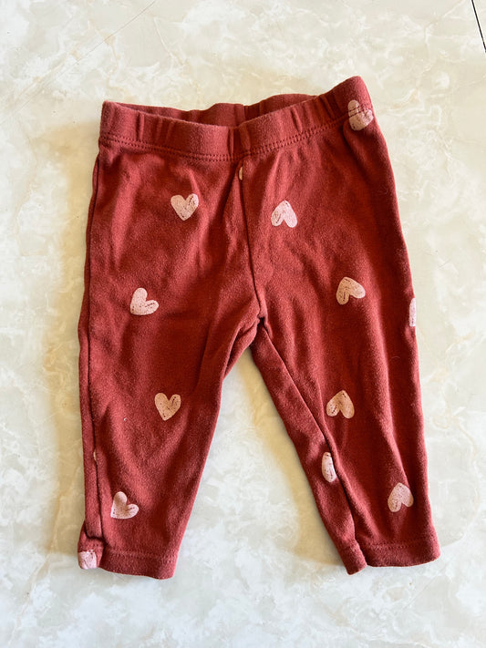 Carters 6m burnt orange heart leggings