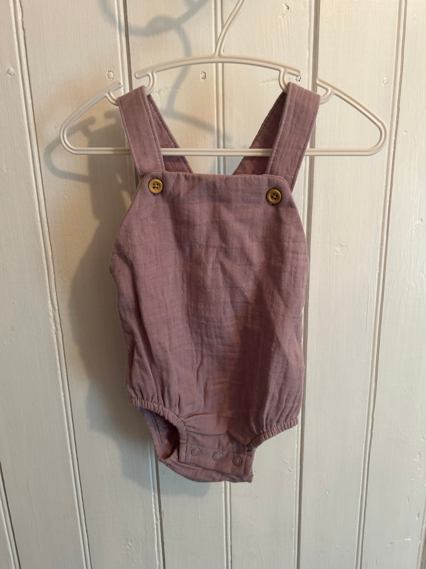 Little planet carters 6m purple muslin overalls