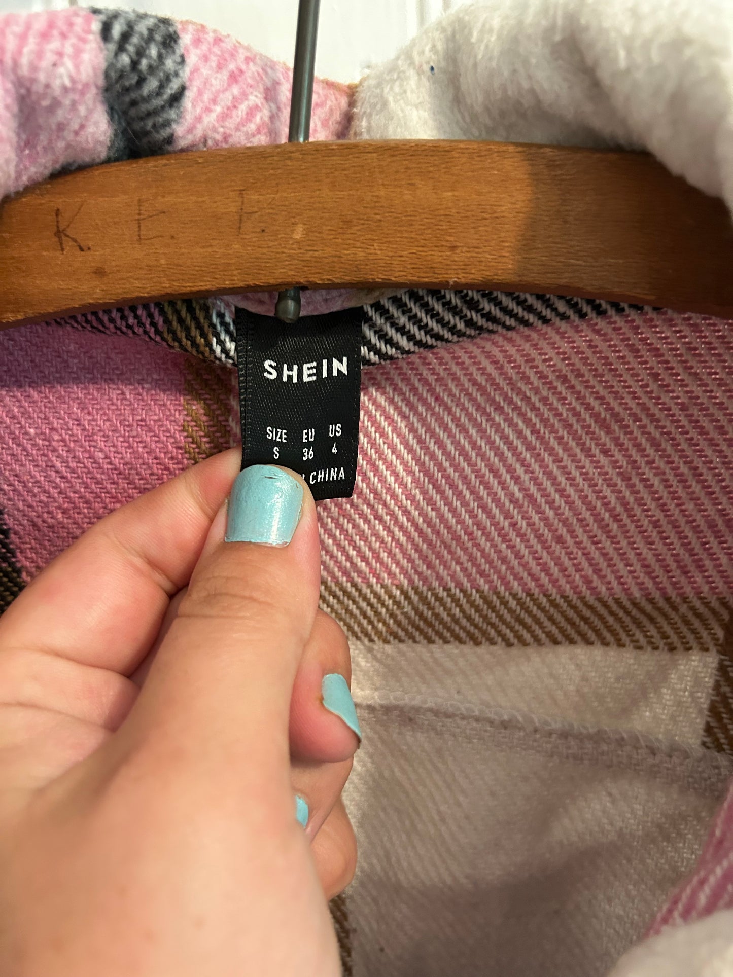 Shein small pink plaid Shacket