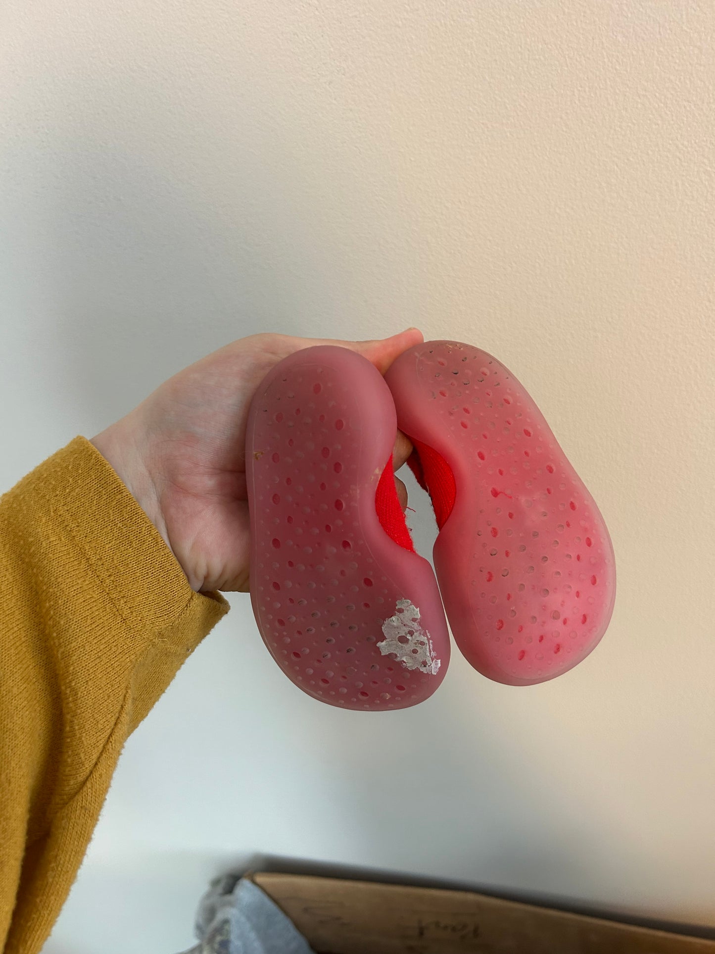 Infant 6 red animal sock shoes