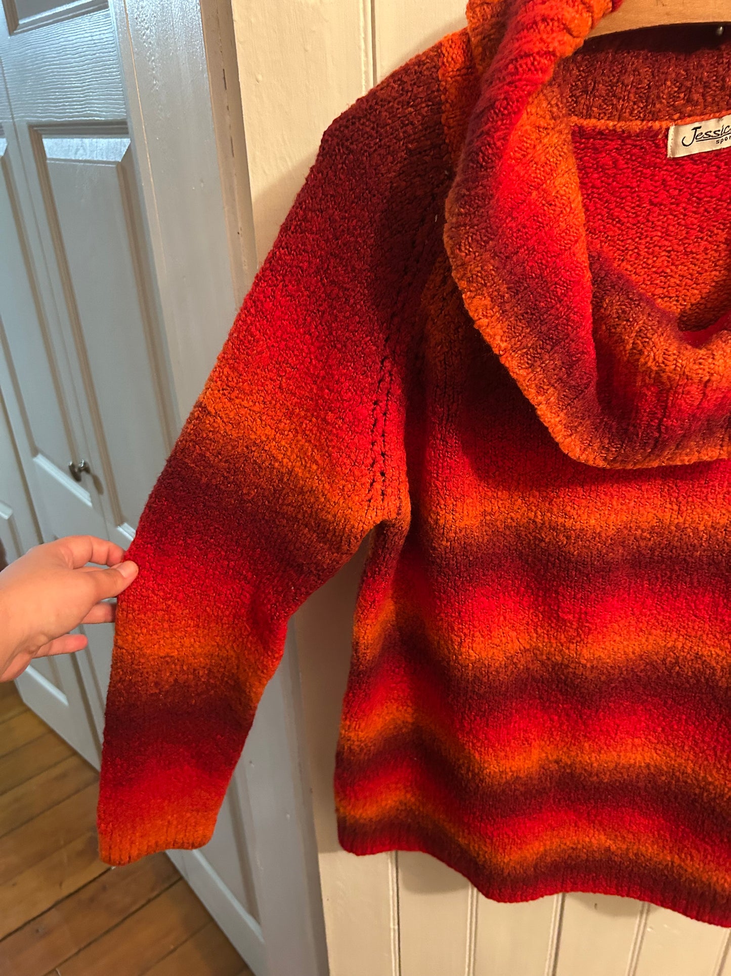 Jessica xl red & orange ombre cowl neck sweater