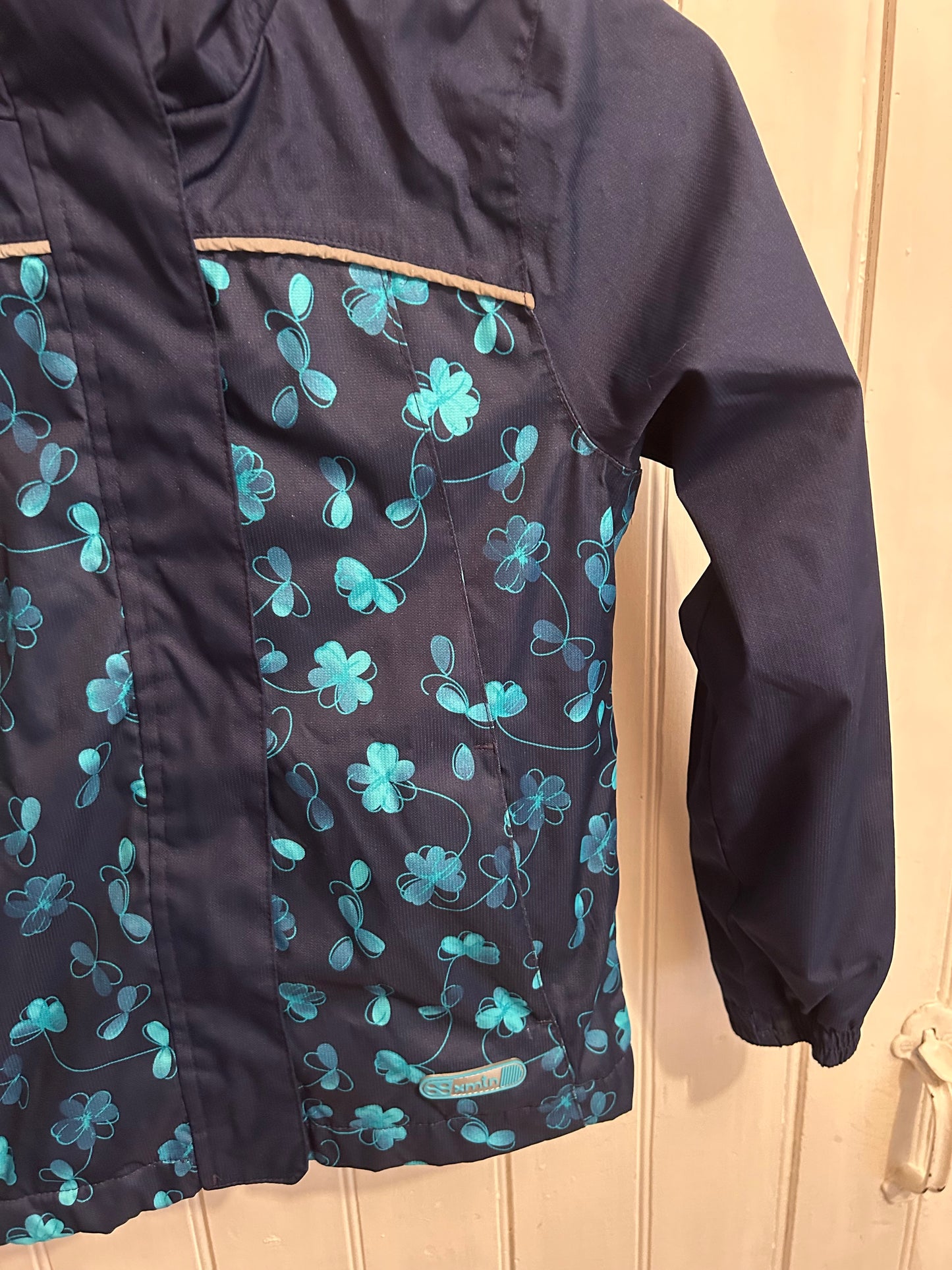 Xmtn youth 7/8 blue floral fleece lined soft shell jacket