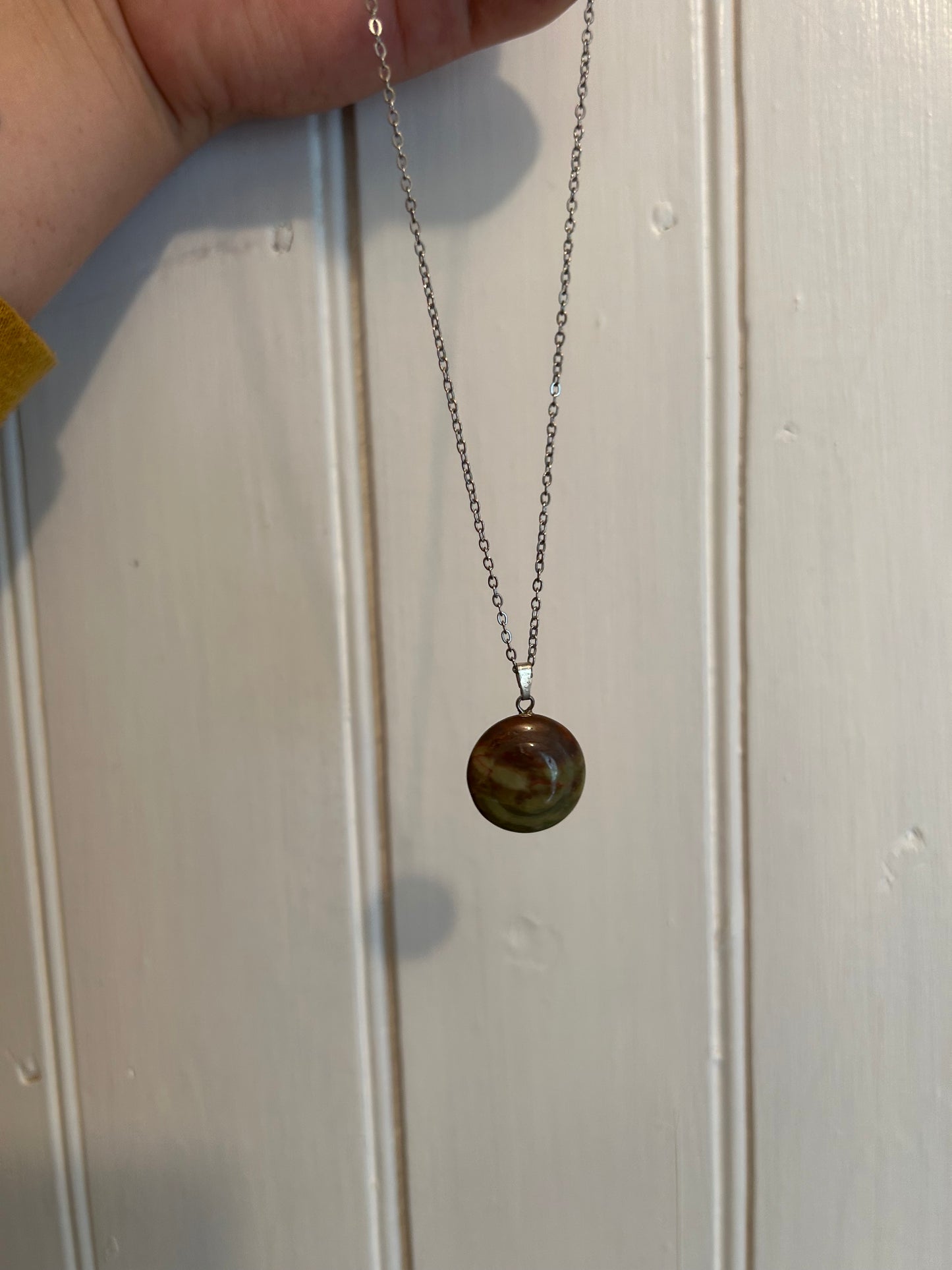Handmade brown & green gemstone pendant necklace