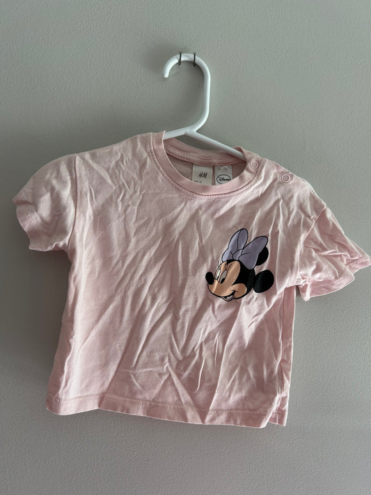 H&M 6/9m pink Minnie tshirt