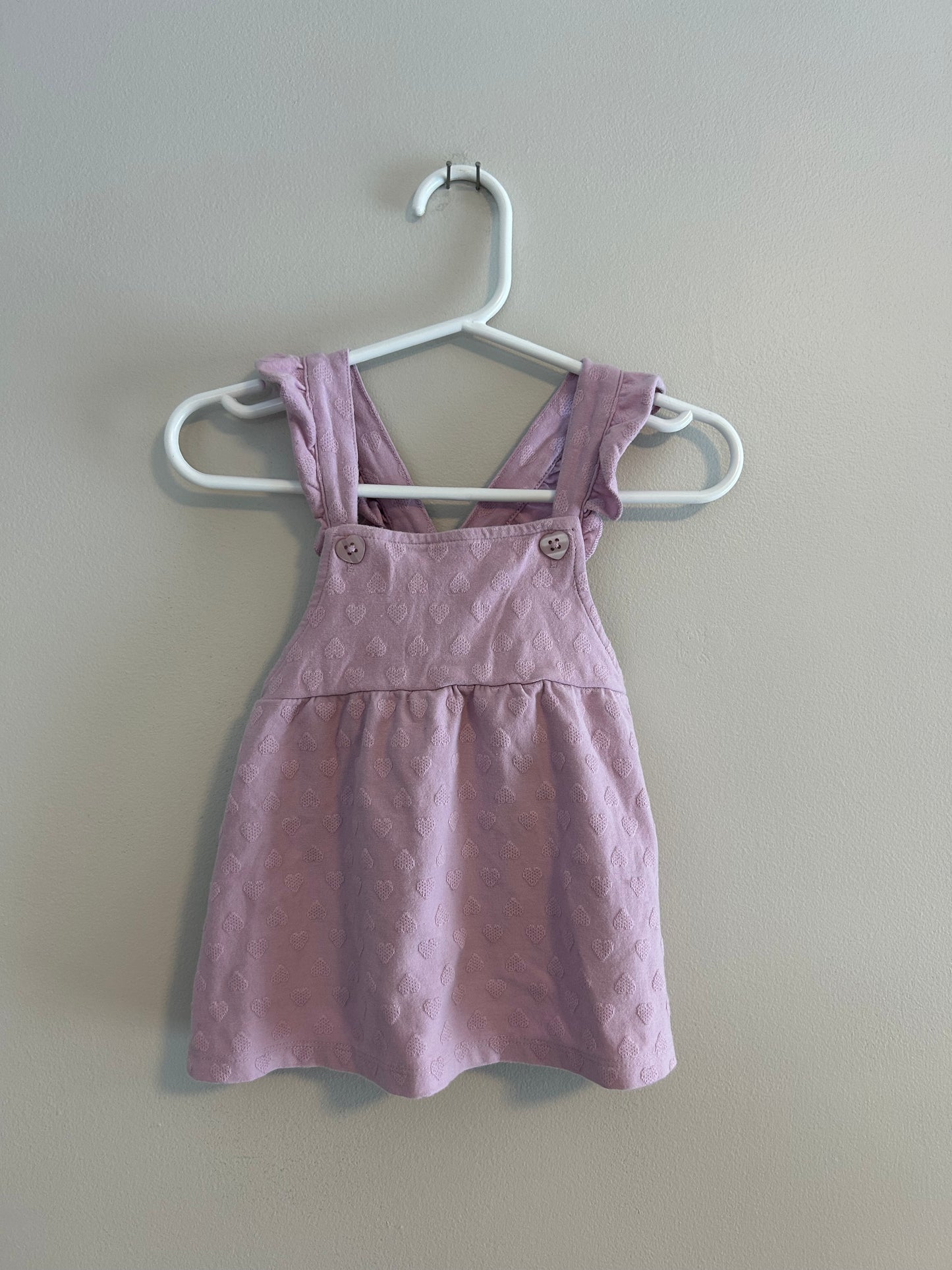 Joe fresh 3/6m purple heart skirted overalls