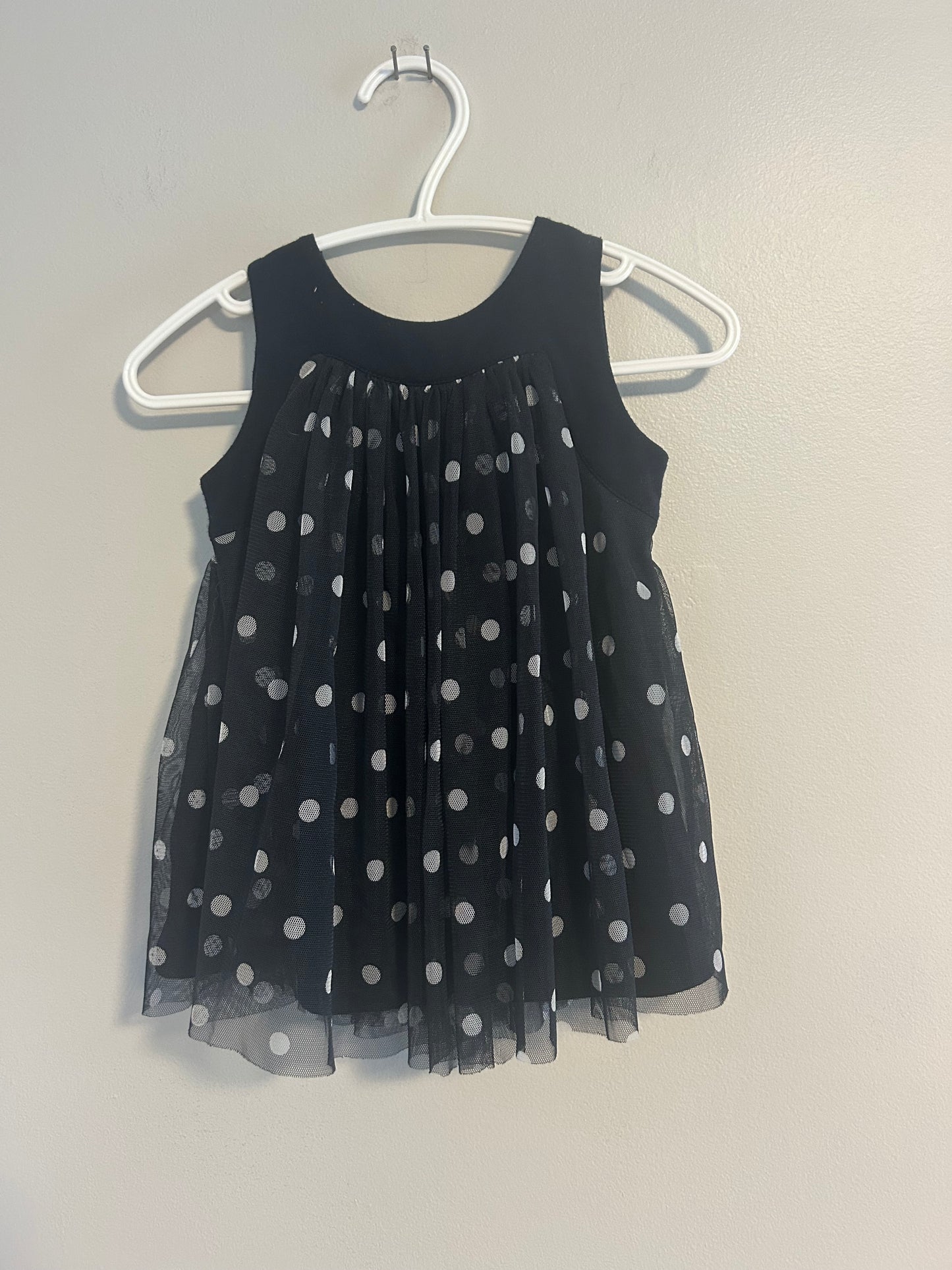 Joe fresh 6/12m navy polka dot tulle dress