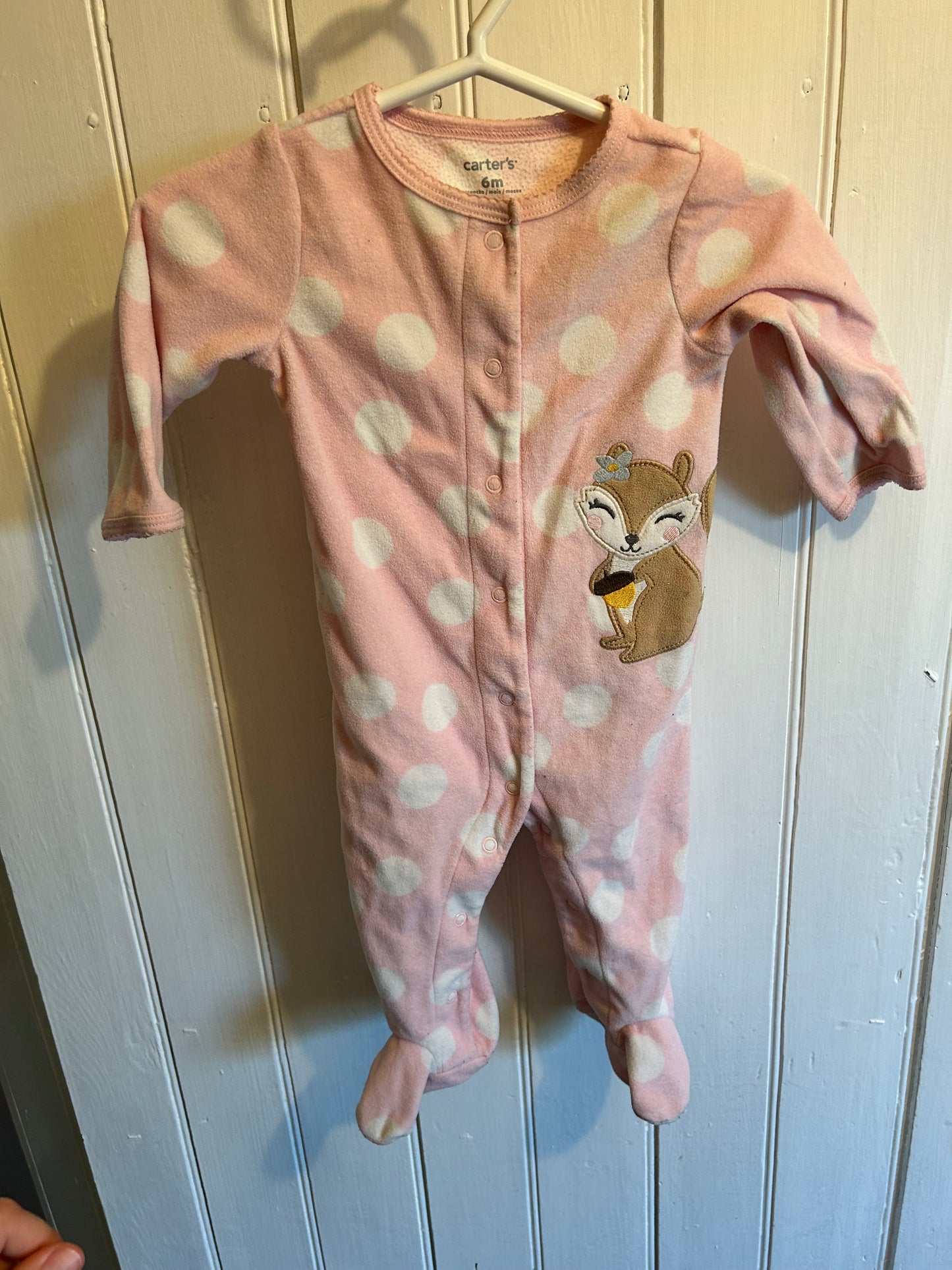 Carters 6m pink polka dot squirrel sleeper