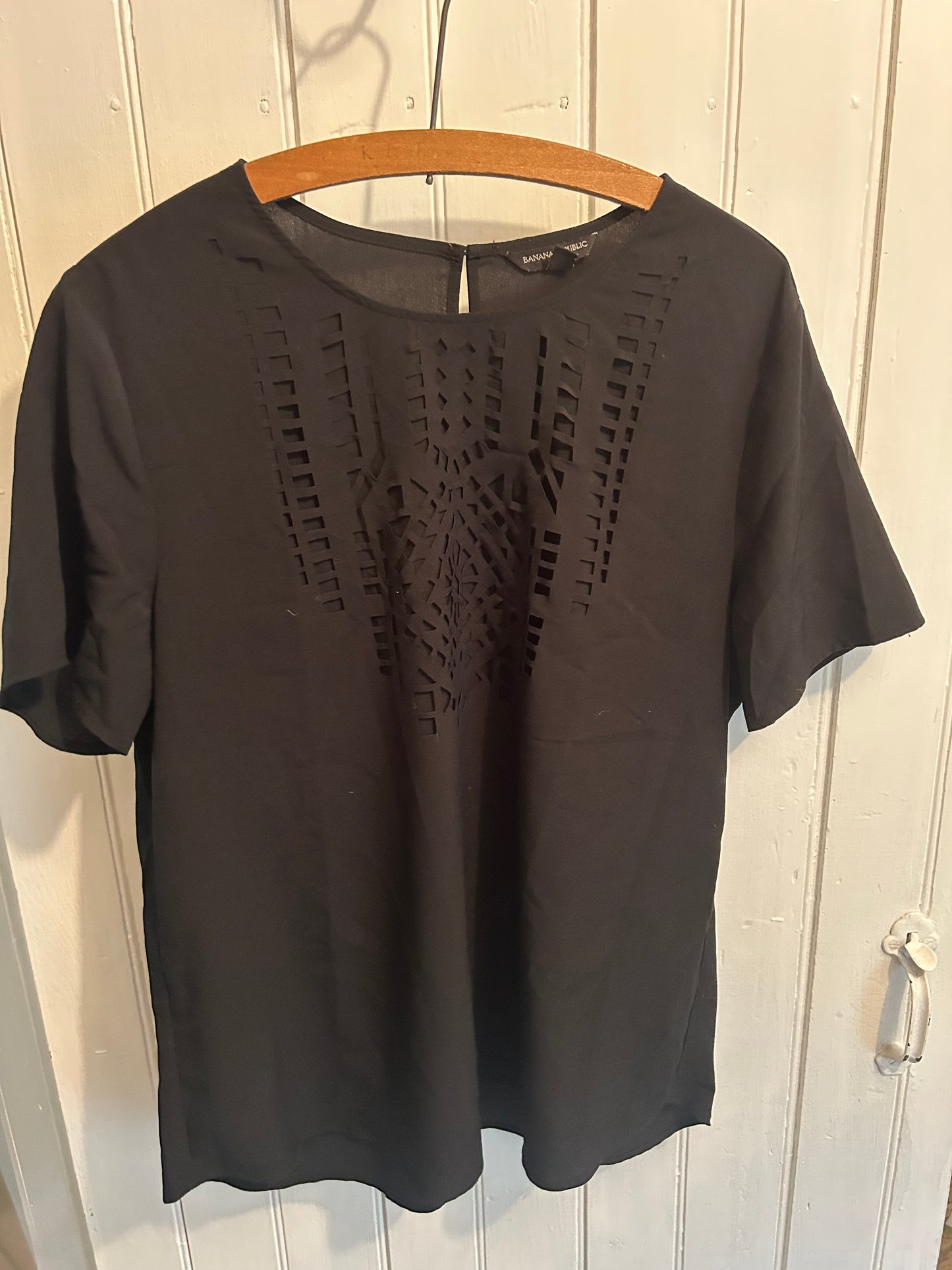 Banana Republic large black geometric blouse