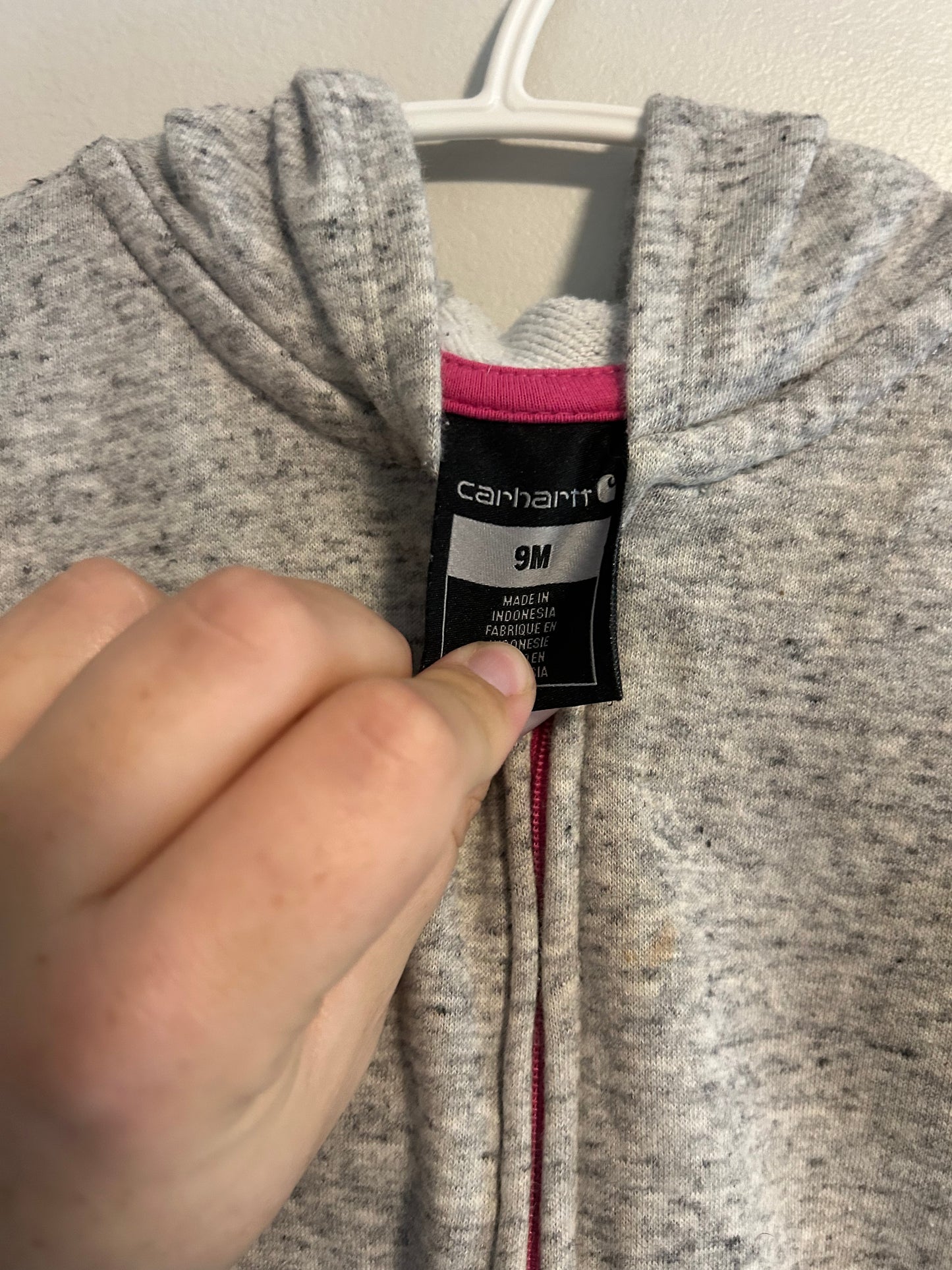 Carhartt 9m grey hooded sweater romper