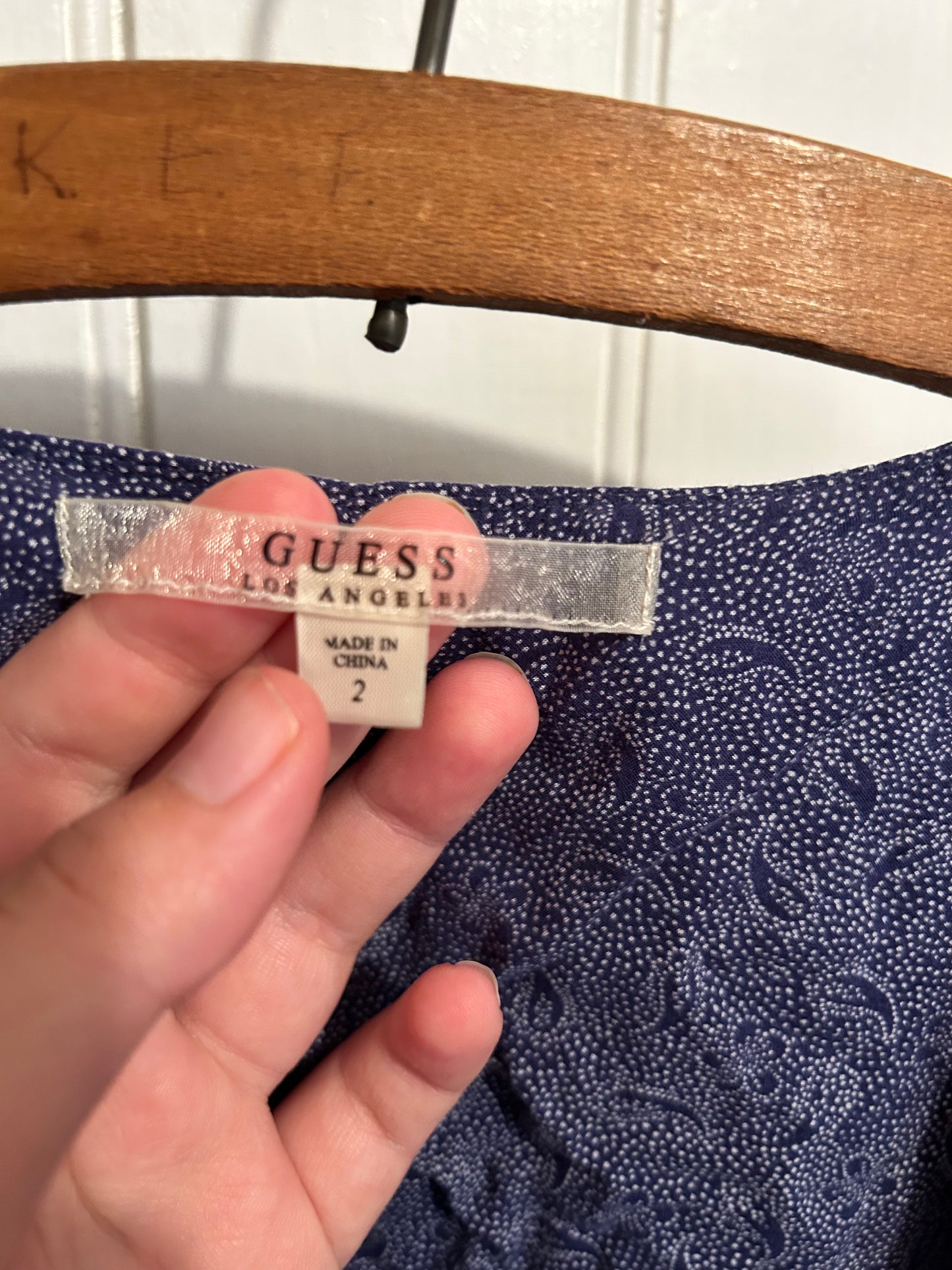 Guess 2 navy polka dot open back mini dress