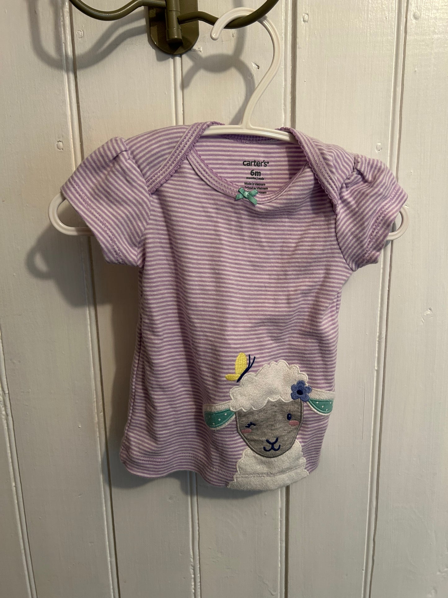 Carters 6m purple striped lamb top