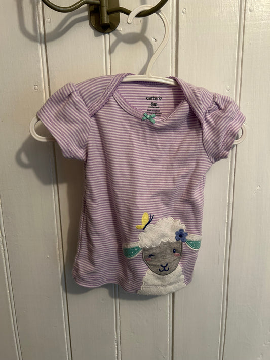 Carters 6m purple striped lamb top