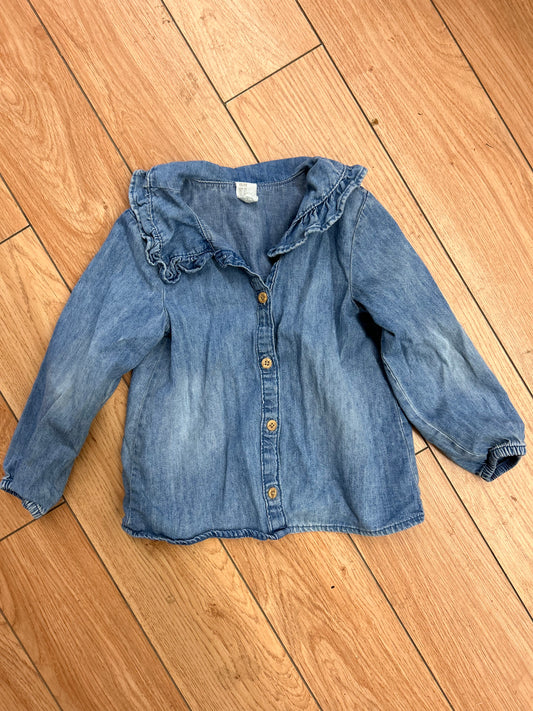 H&M denim collard blouse