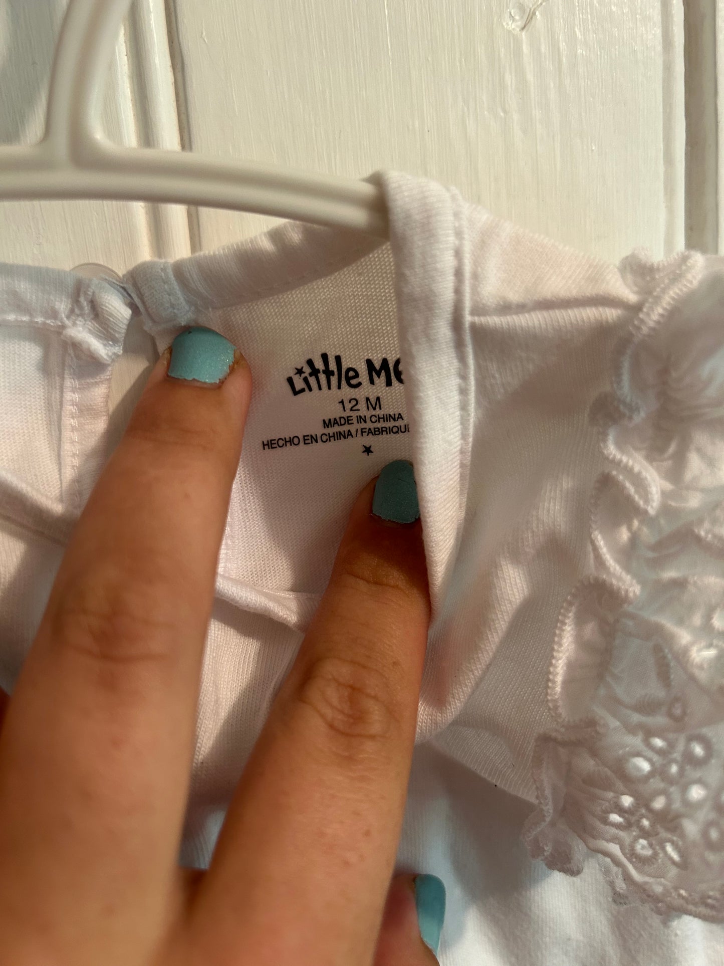 Little me 12m white lace sleeve top