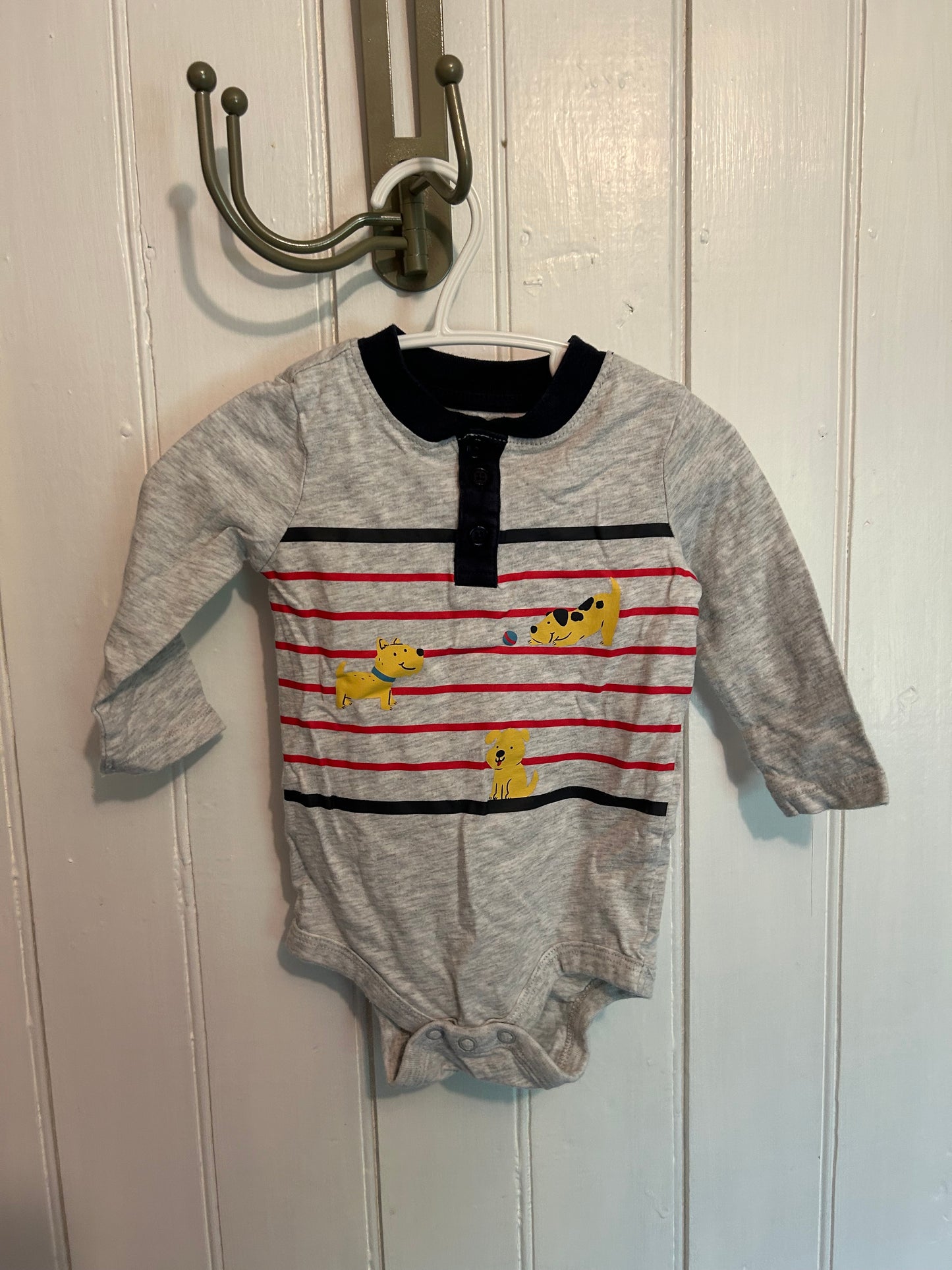 Joe fresh 3/6m striped dog onesie