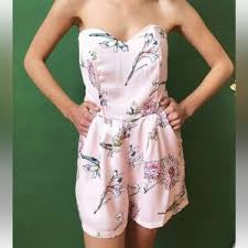Molly bracken medium pink floral strapless romper