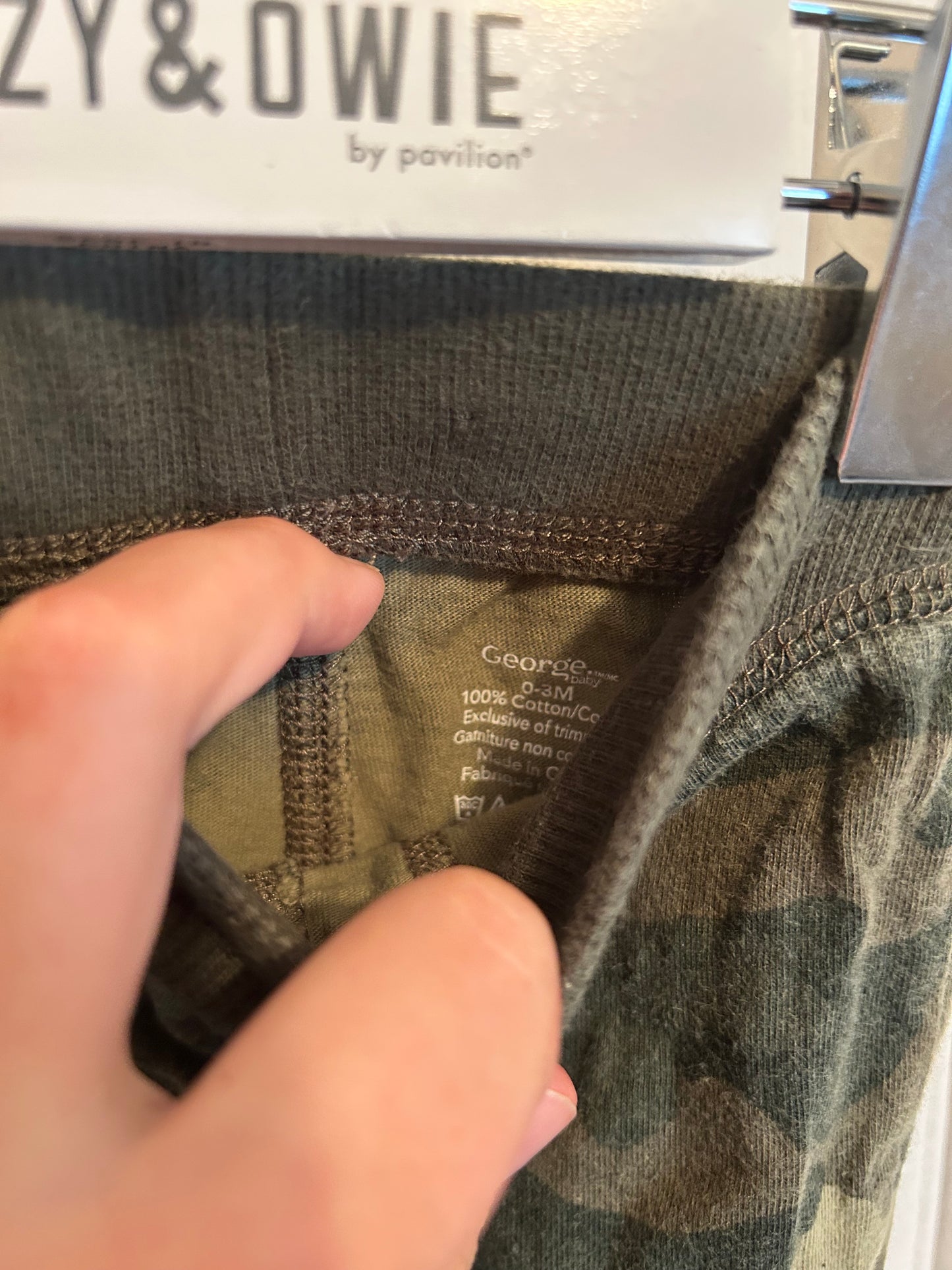 George 0/3m green camo joggers