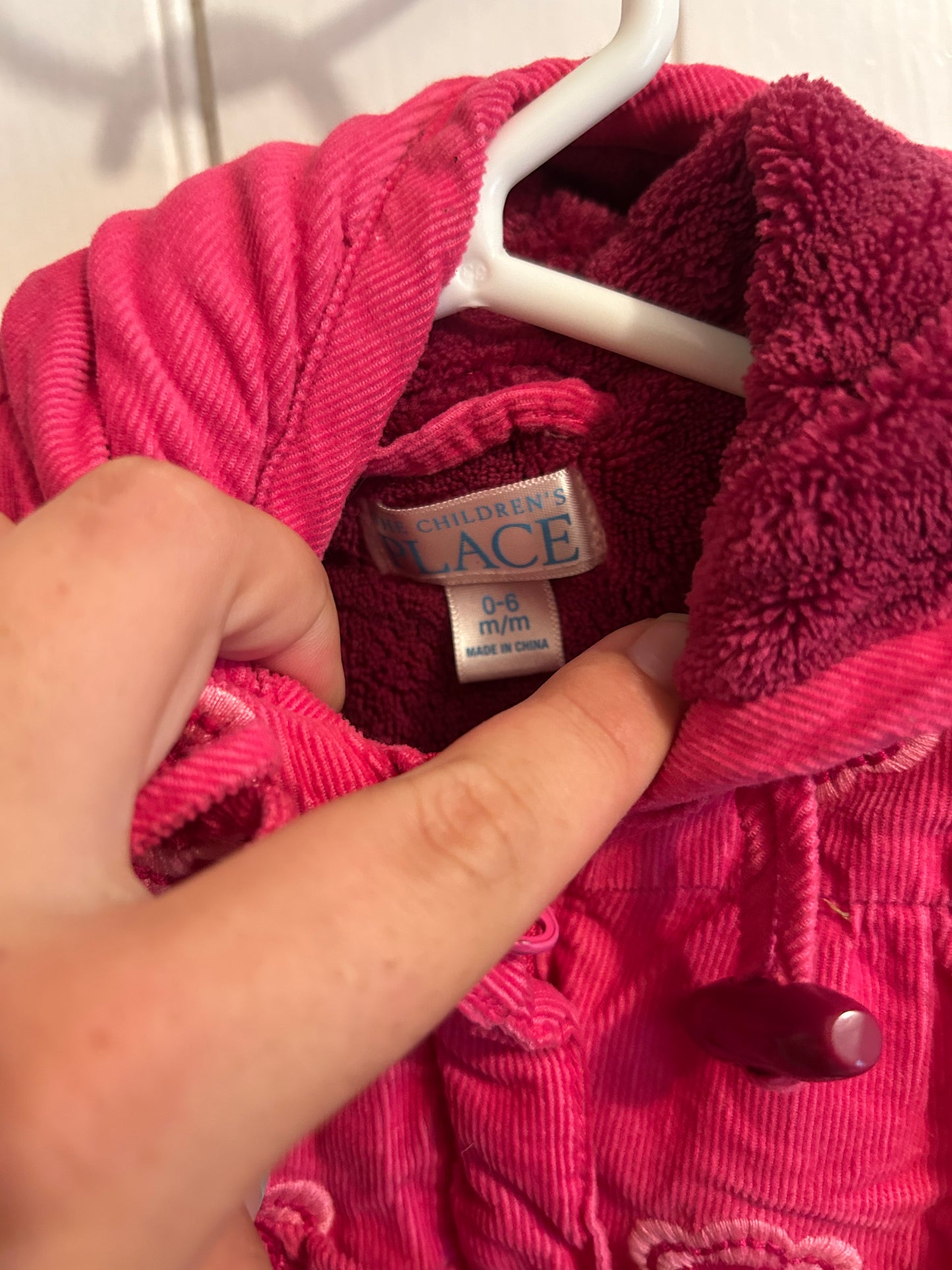 The children’s place 0/6m pink floral buckle jacket