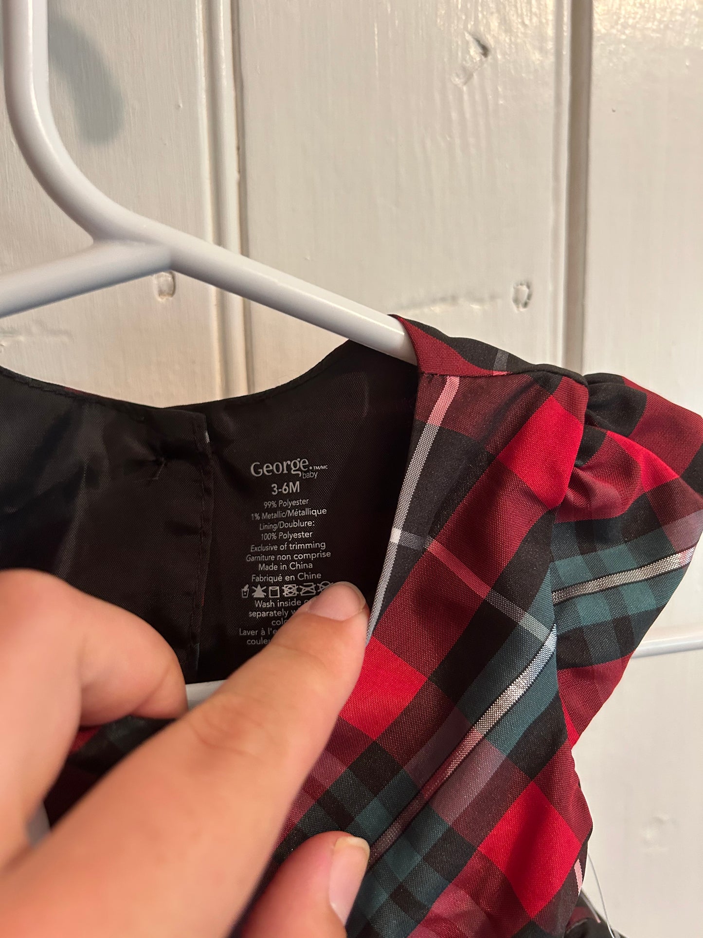 NEW George 3/6m red plaid dress