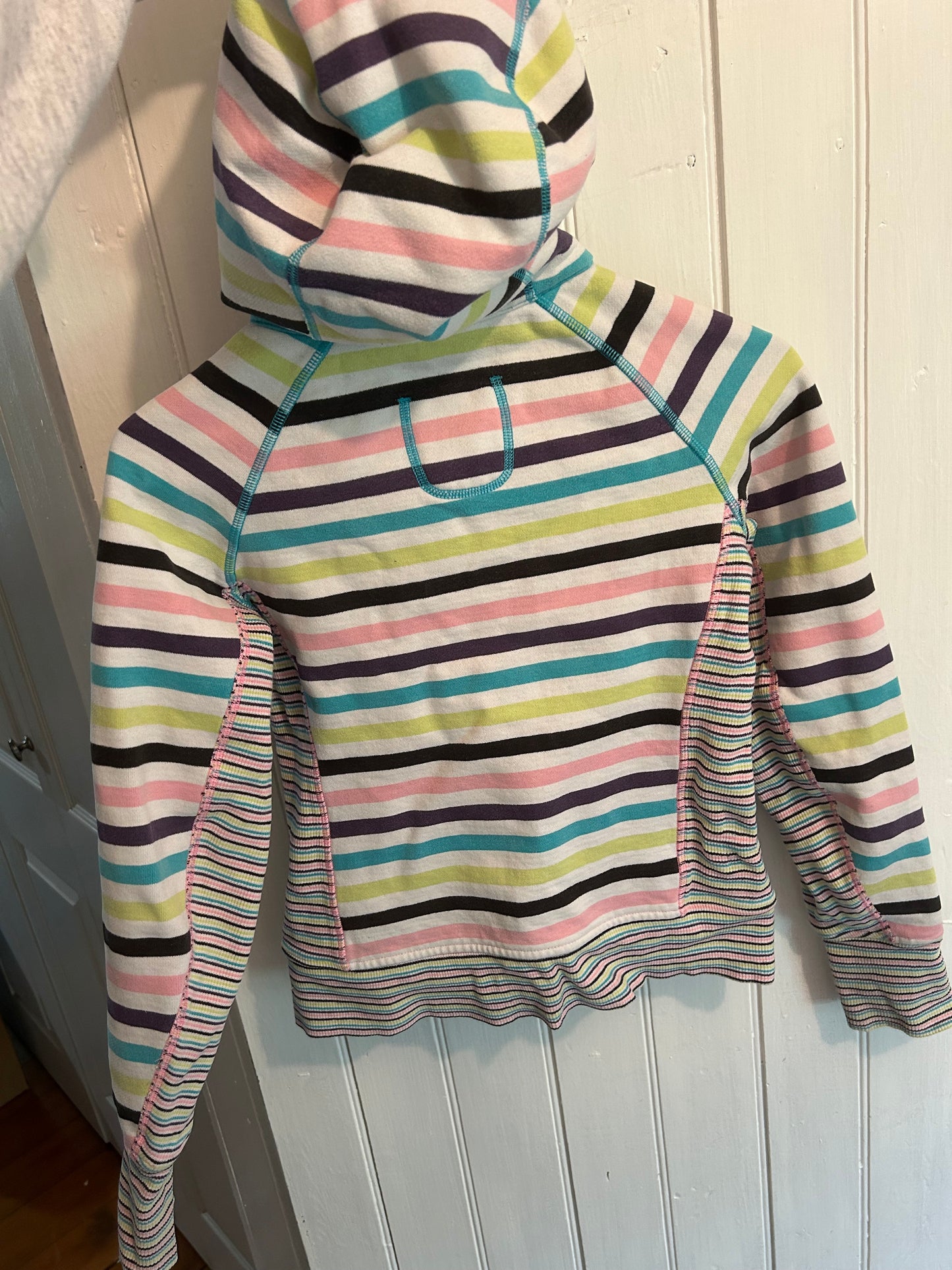 Ivivva girls 12 rainbow striped zip up scuba hoodie