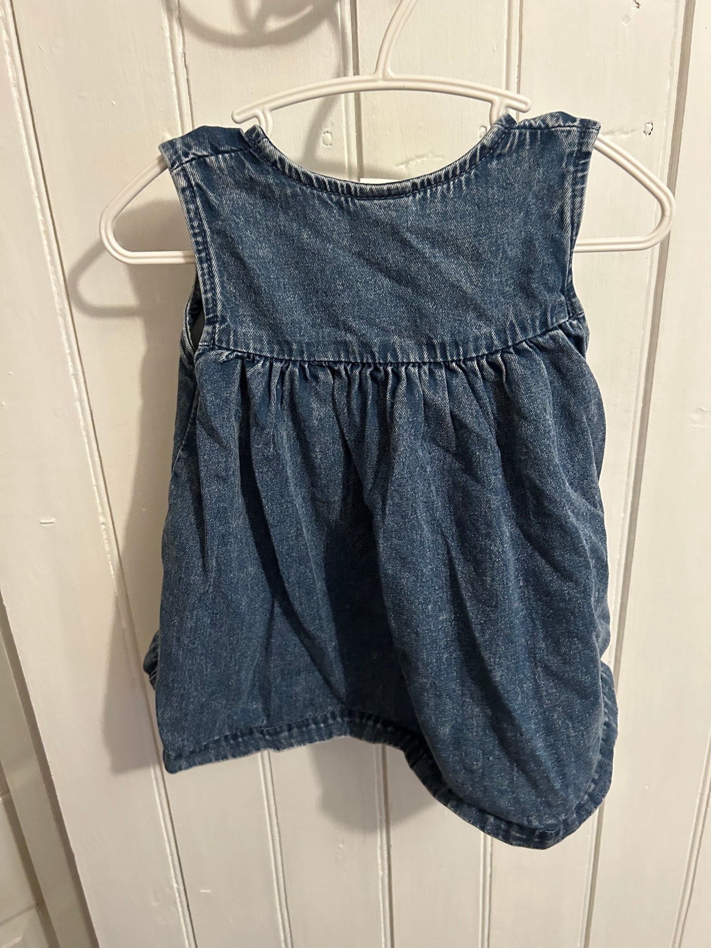Next 6/9m denim heart pocket dress