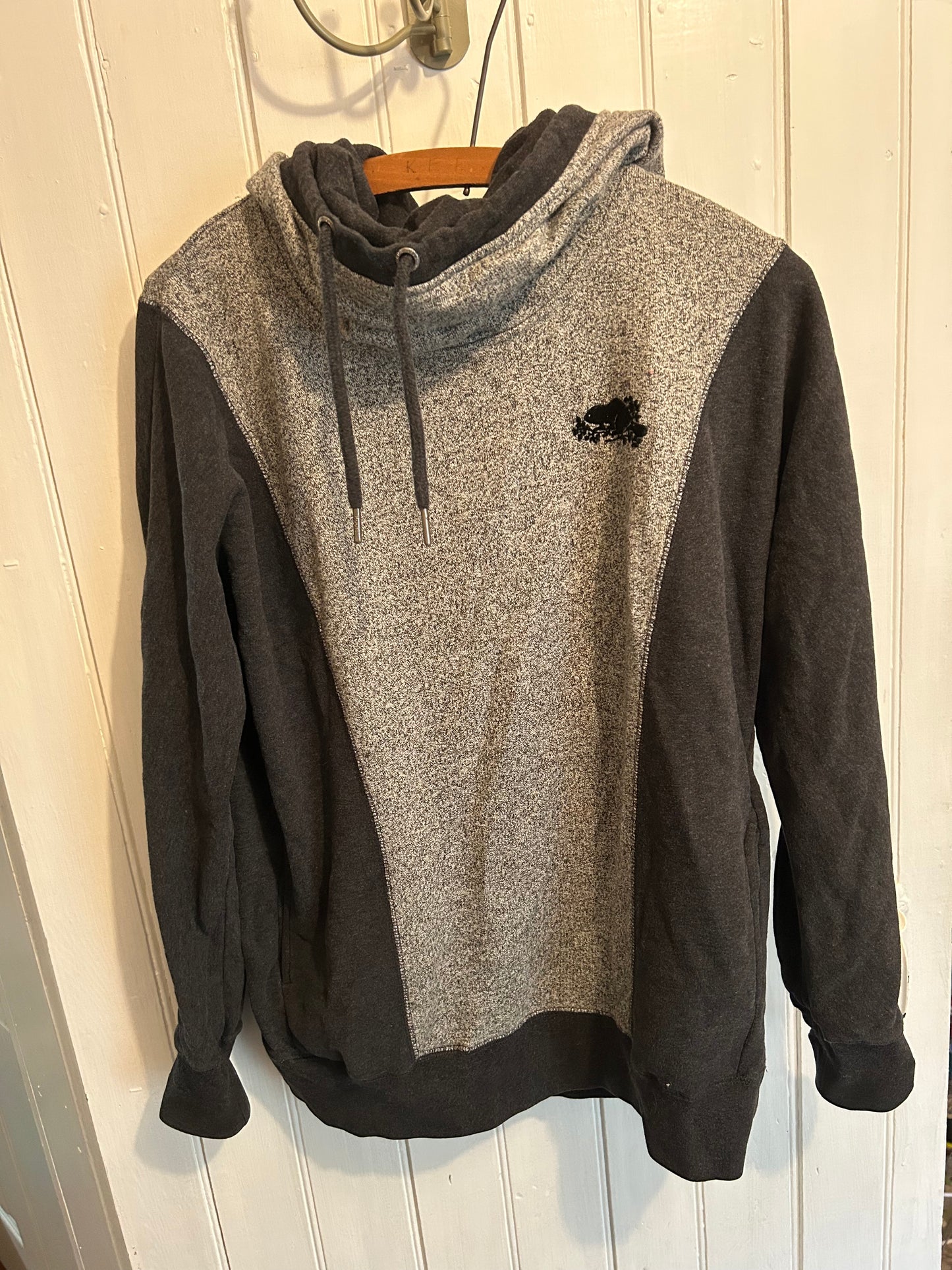 Roots medium grey & black cowl neck hoodie
