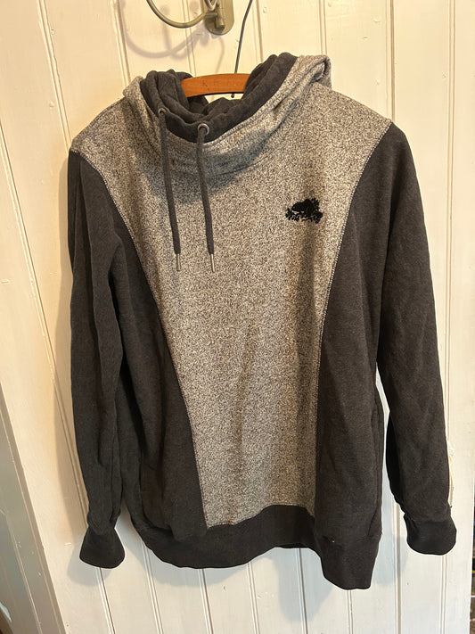 Roots medium grey & black cowl neck hoodie