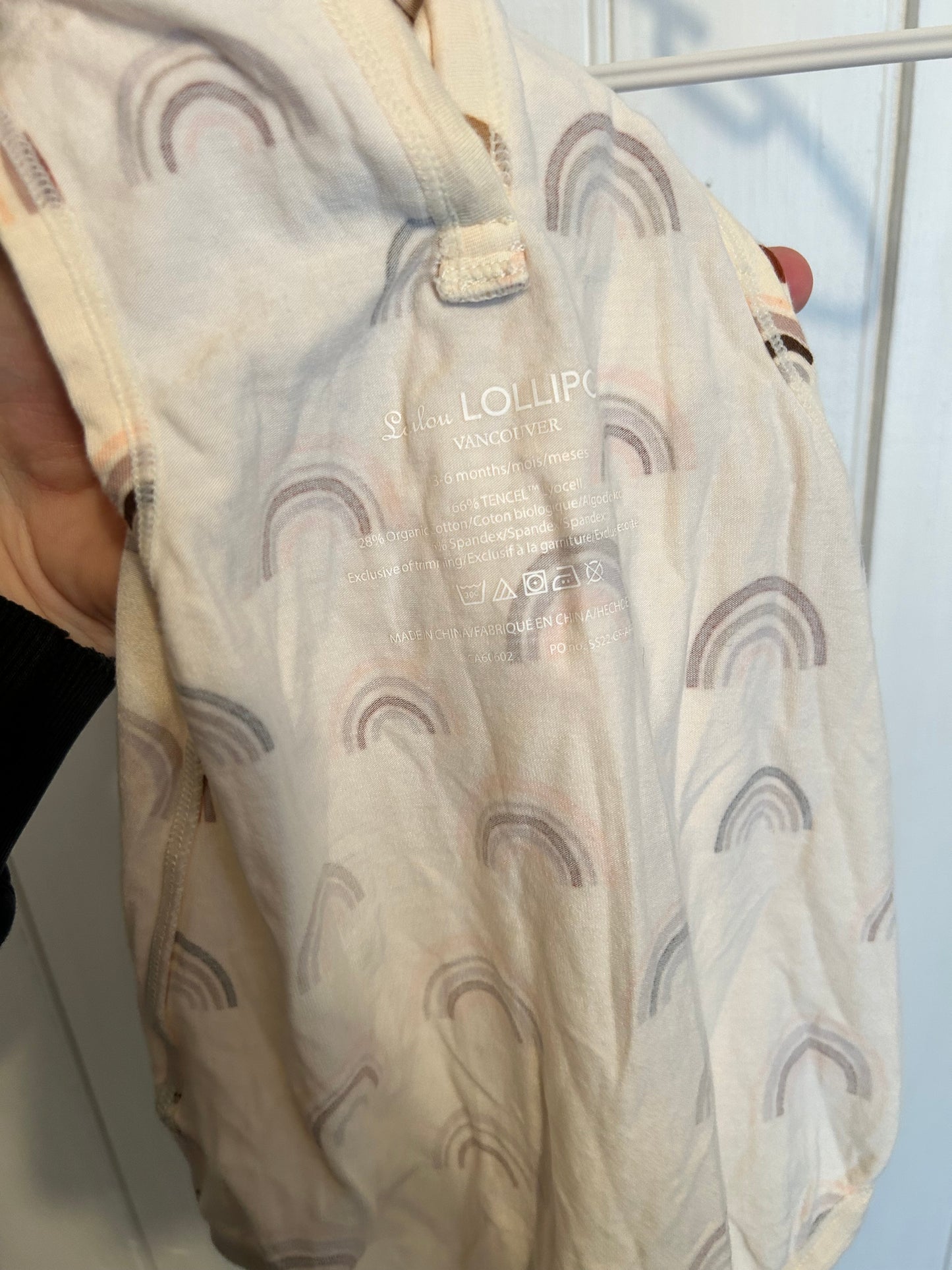 Loulou lollipop bamboo 3/6m tan rainbow romper