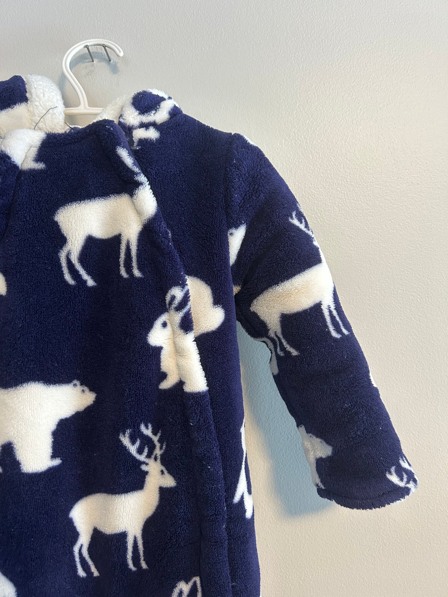 Lily & Jack 3/6m blue animal fleece bunting suit
