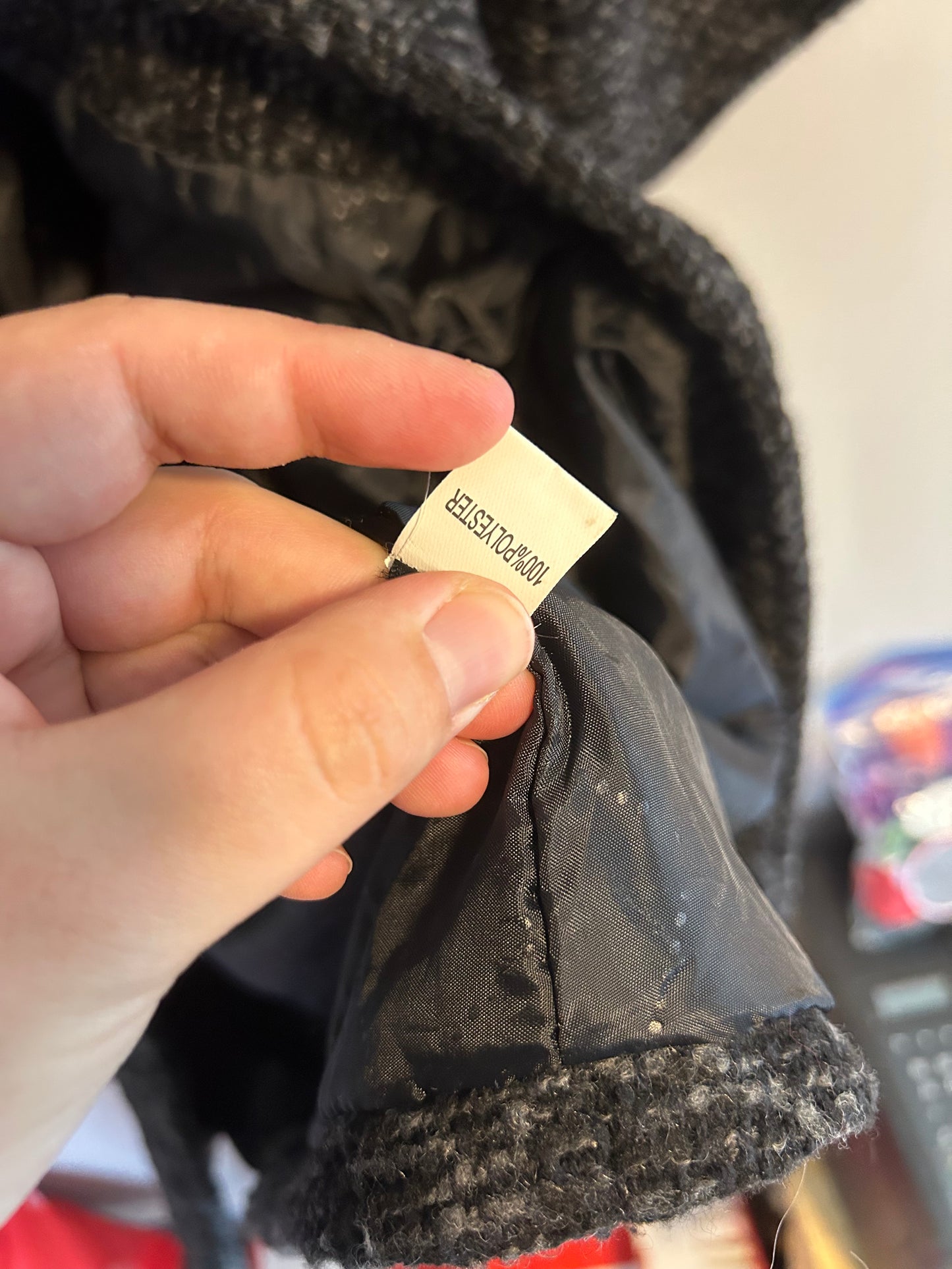 Jing xiu xl black knit 3/4 length sleeve hooded jacket