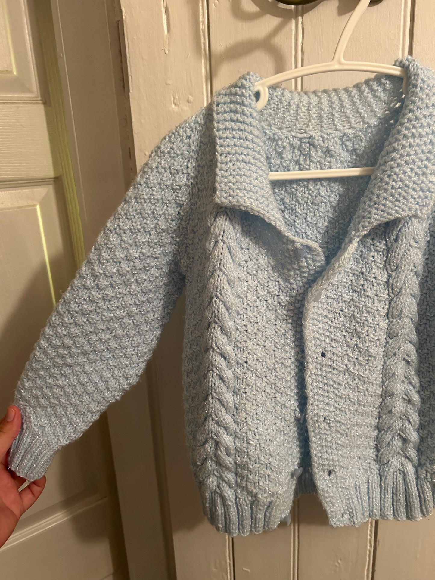 Handmade 2t light blue knit cardigan
