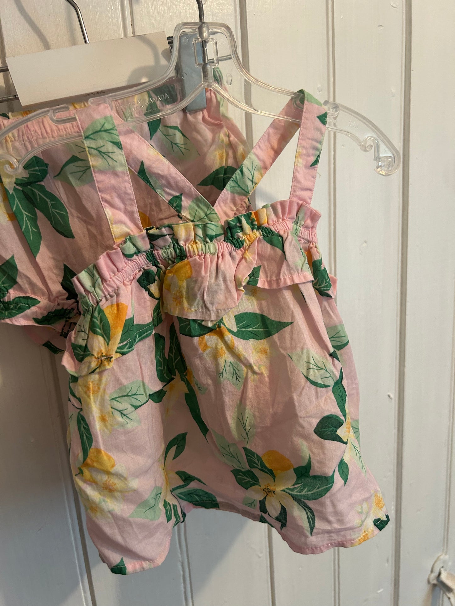 Old navy 3/6m pink tropical floral 2pc set