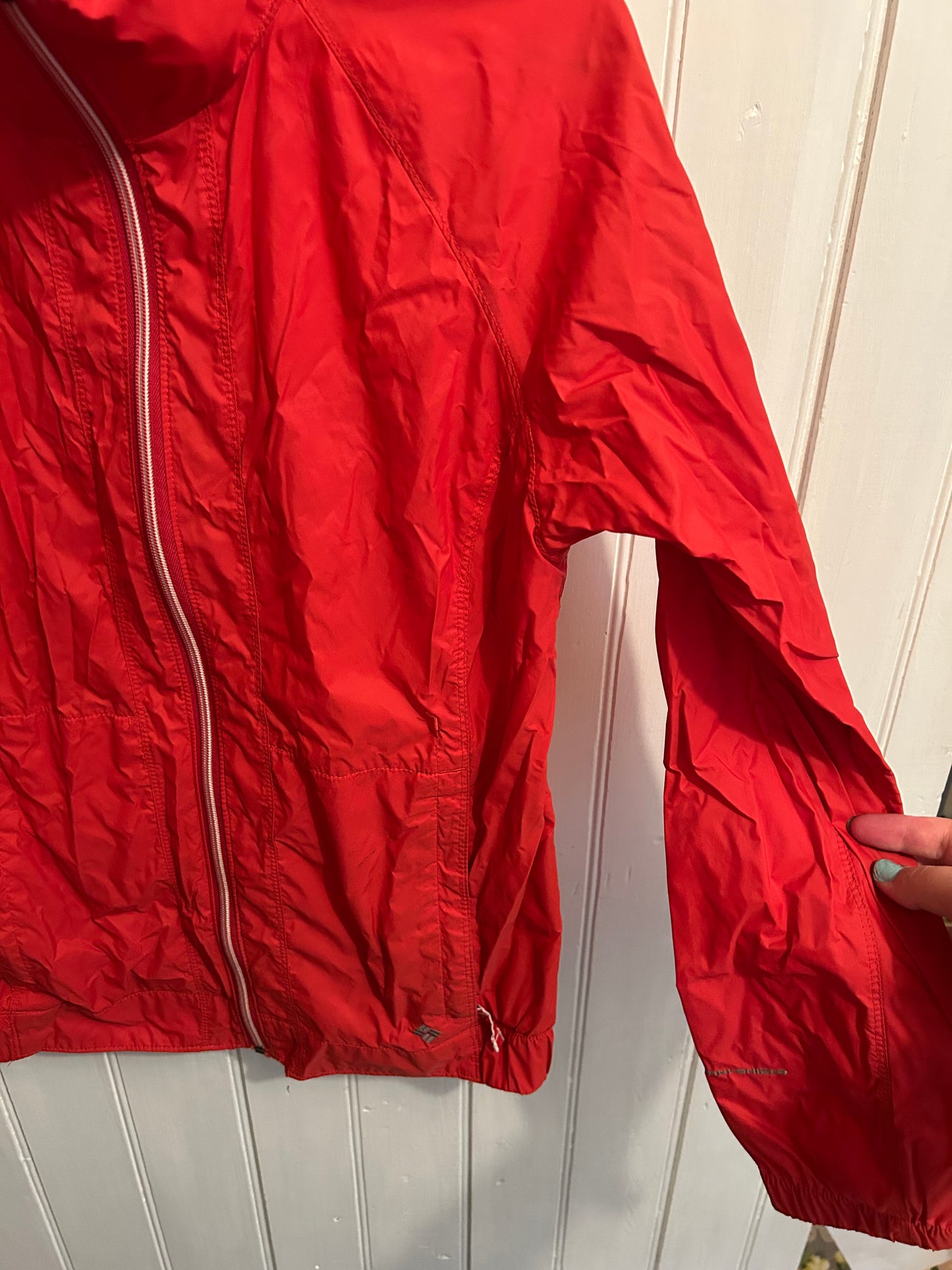 Columbia small red omni heat zip up unlined rain jacket