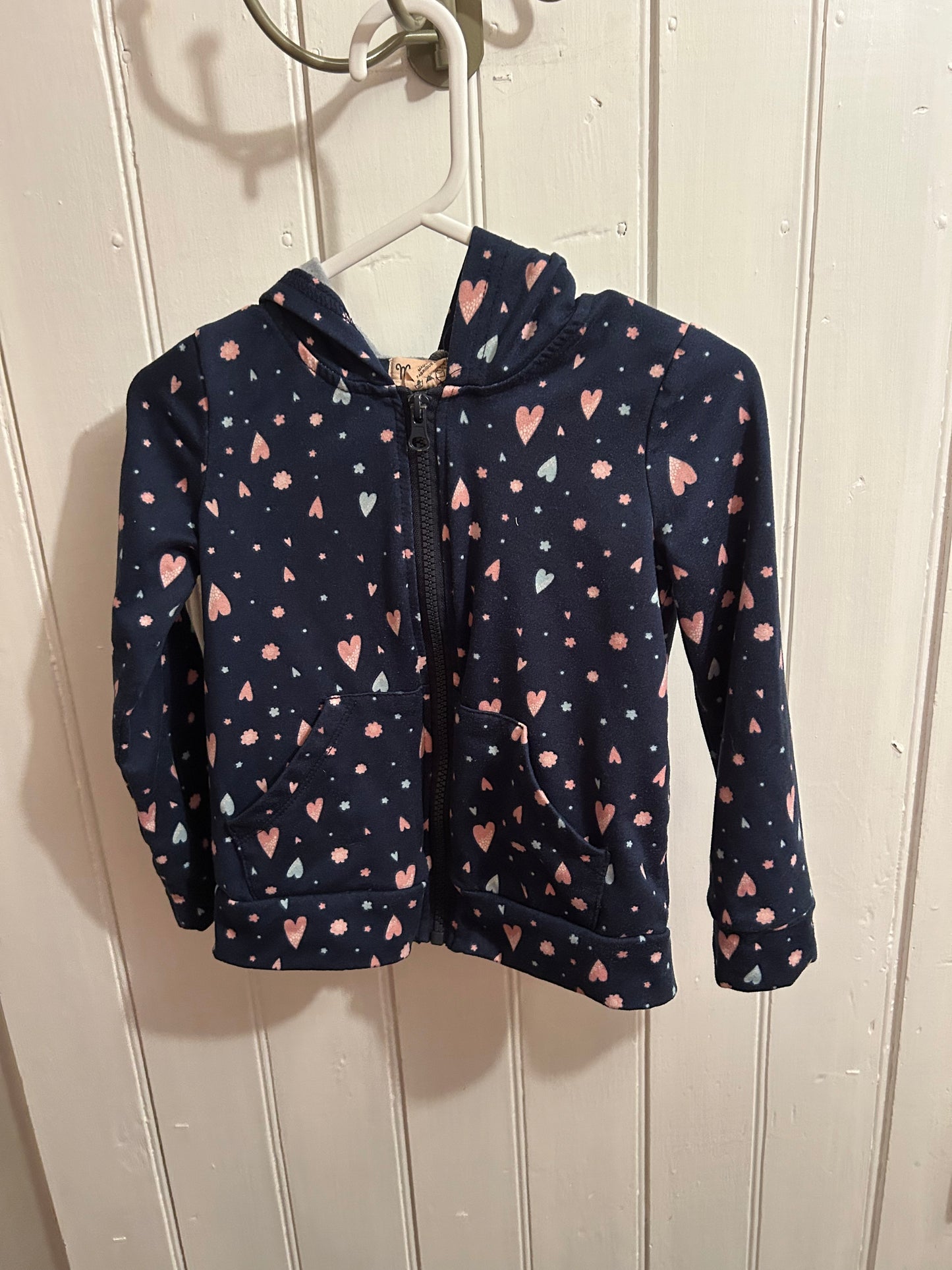 Mumu coco 5 blue & pink heart zip up hoodie