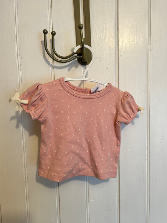 Little lass 3/6m pink polka dot tshirt