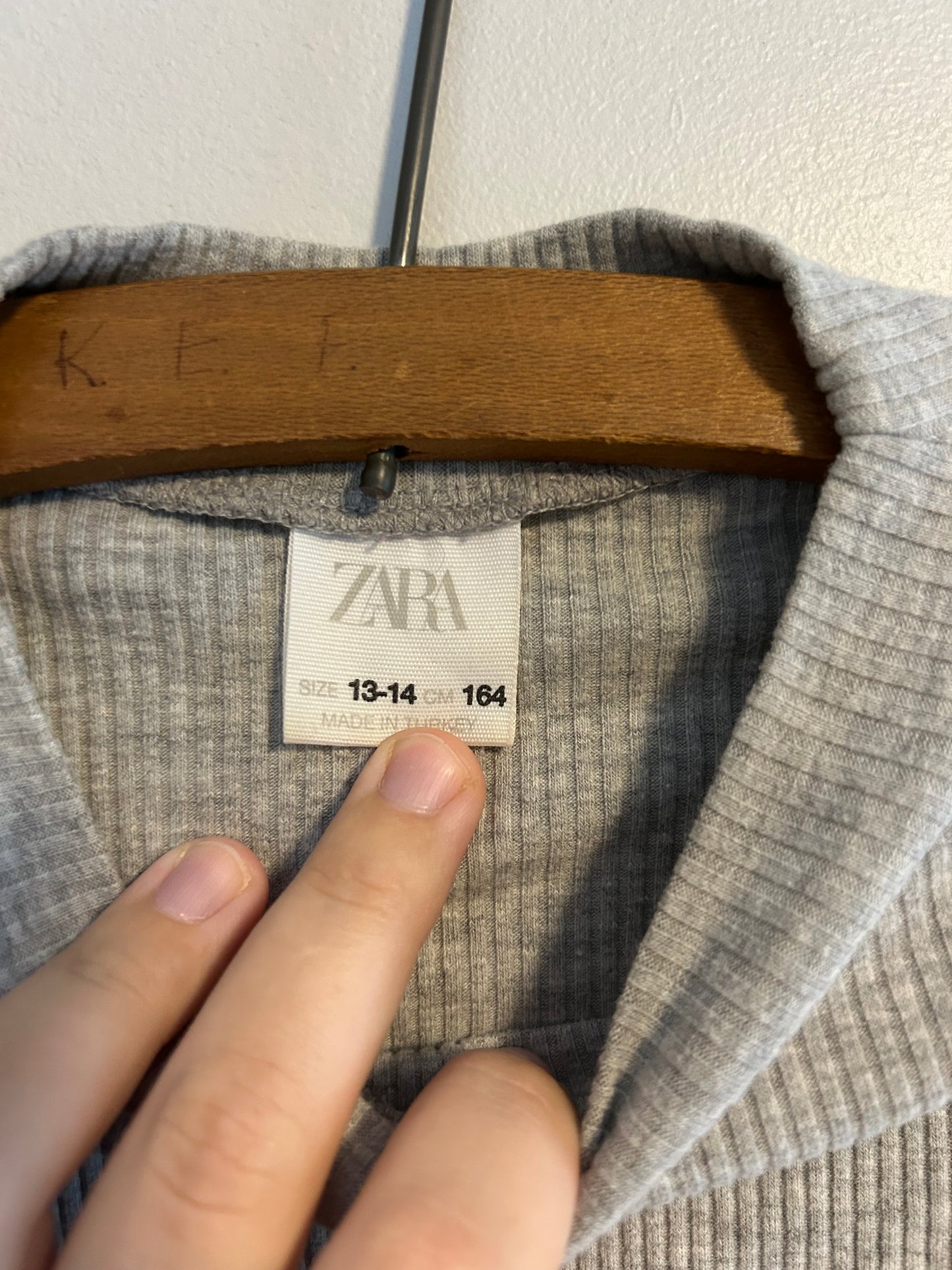 Zara youth 13/14 grey ribbed turtleneck short sleeve top
