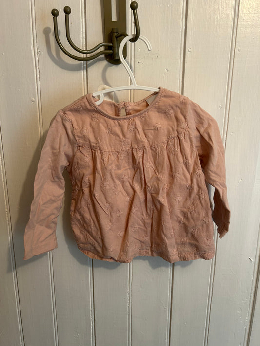 Zara 2/3t pink floral embroidered top